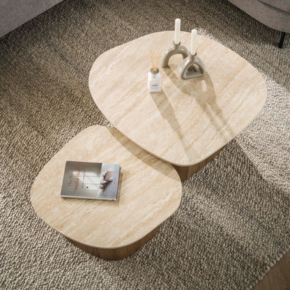Couchtisch – 85×79×40 cm – Keramik travertin | Modell N0260