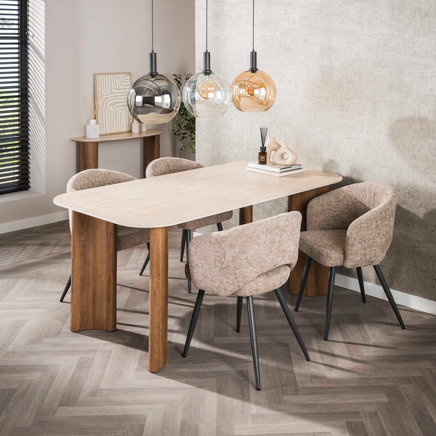 Esstisch – 180×90×76 cm – Keramik travertin | Modell N0261
