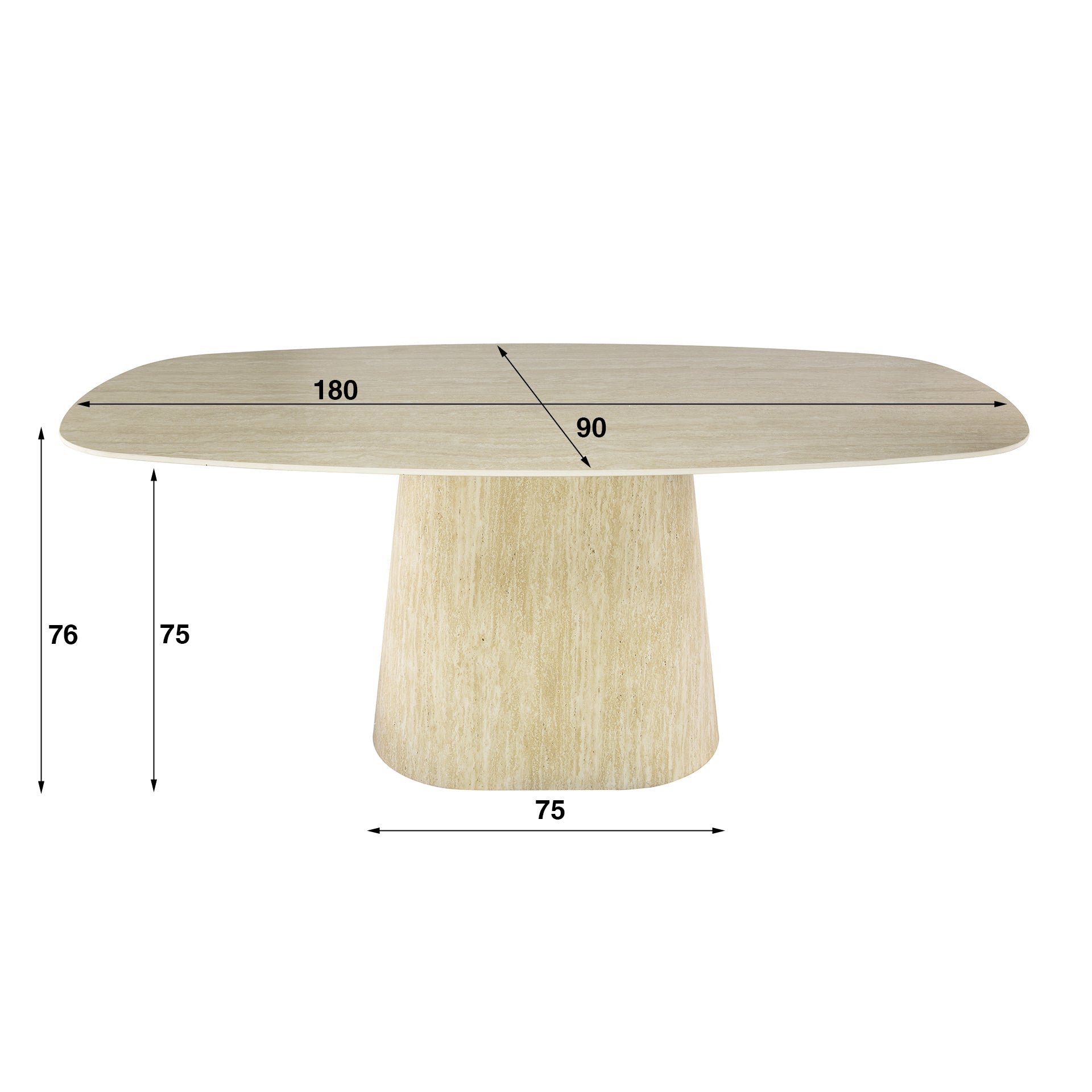 Esstisch – dänisch oval oval – 180×90×76 cm – Keramik travertin | Modell N0262