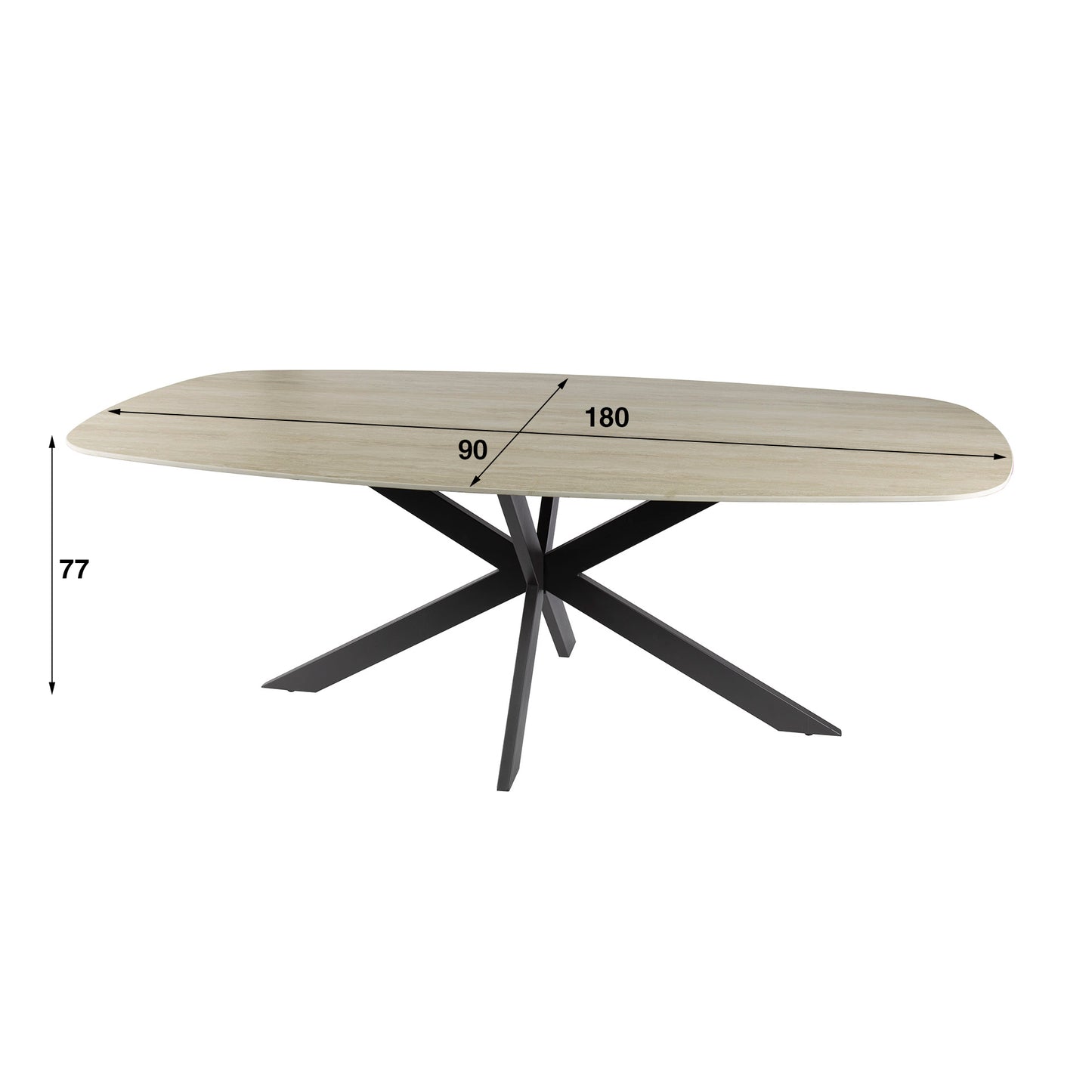 Esstisch – dänisch oval oval – 180×90×77 cm – 3D Keramik travertin | Modell N0263
