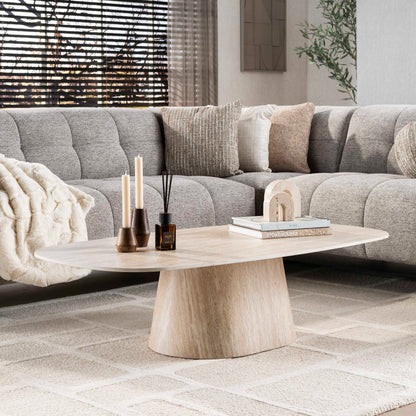 Couchtisch – 135×70×42 cm – 3D Keramik travertin | Modell N0266