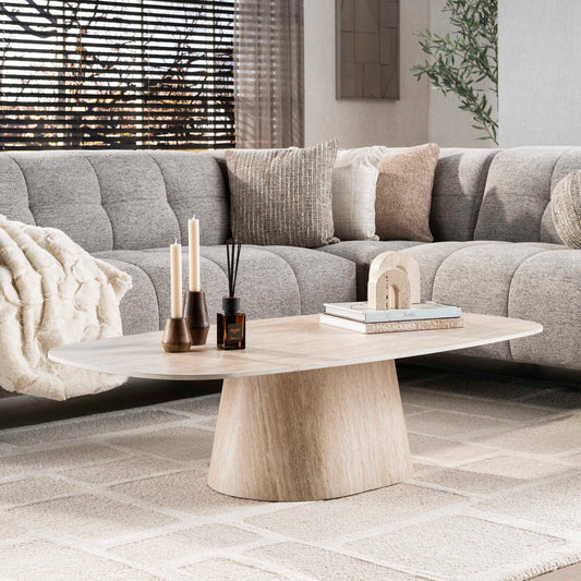 Couchtisch – 135×70×42 cm – 3D Keramik travertin | Modell N0266