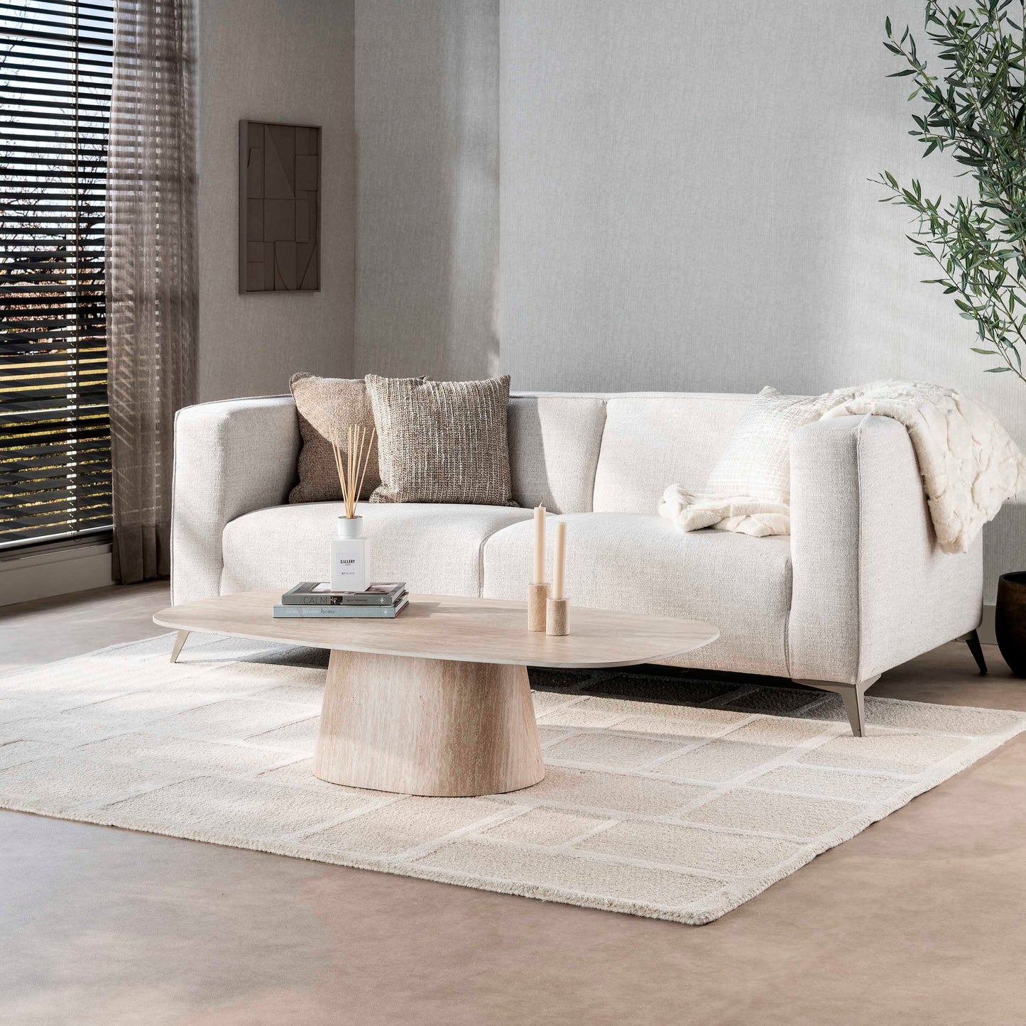 Couchtisch – 135×70×42 cm – 3D Keramik travertin | Modell N0266