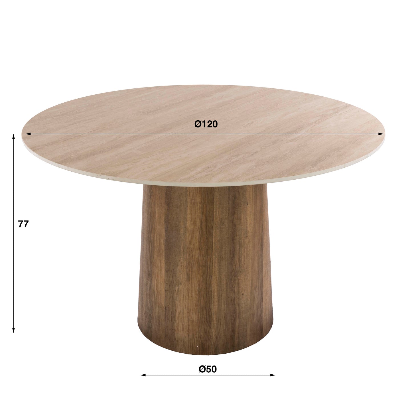 Esstisch – rund – 120×120×77 cm – 3D Keramik travertin | Modell N0267