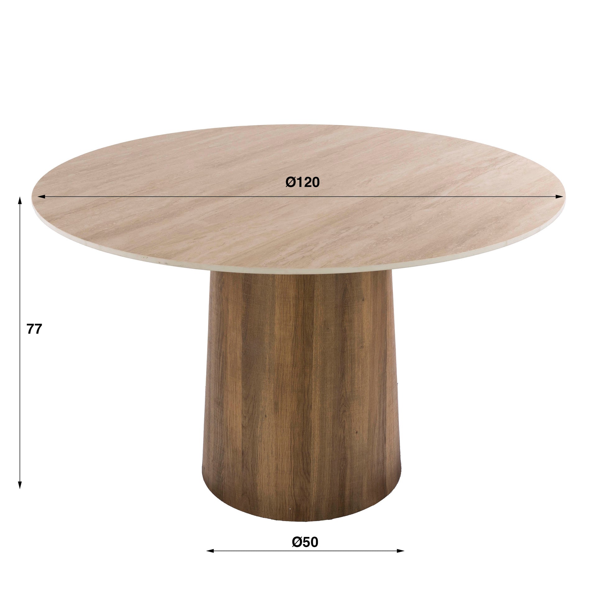 Esstisch – rund – 120×120×77 cm – 3D Keramik travertin | Modell N0267