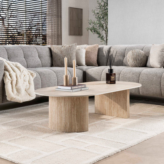 Couchtisch – 135×70×42 cm – 3D Keramik travertin | Modell N0268