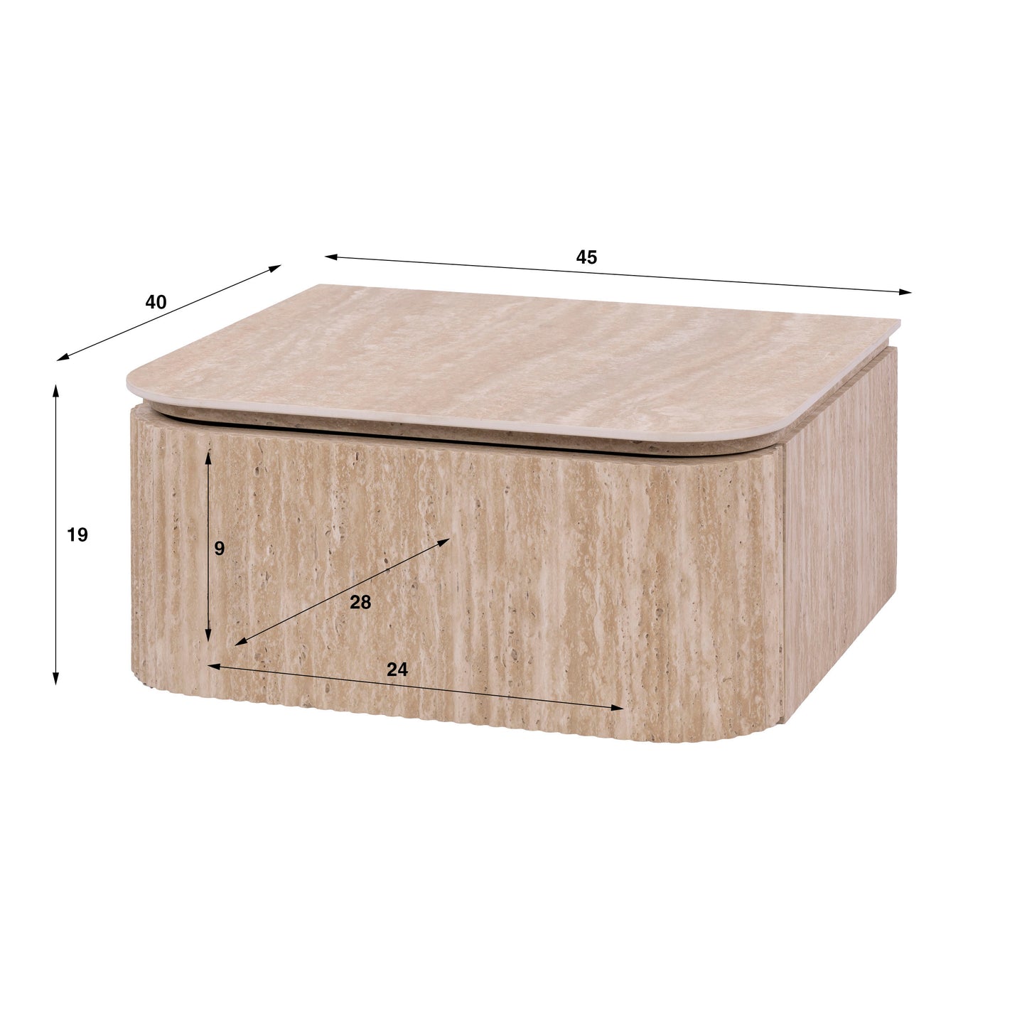 Nachttisch – 45×40×20 cm – 3D Keramik travertin | Modell N0269