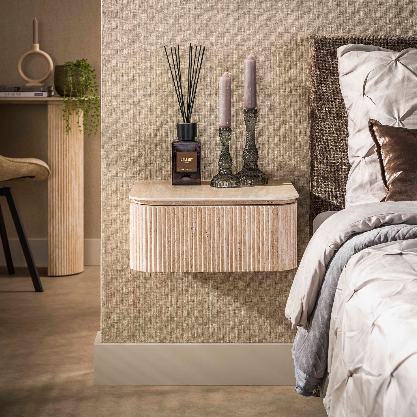 Nachttisch – 45×40×20 cm – 3D Keramik travertin | Modell N0269
