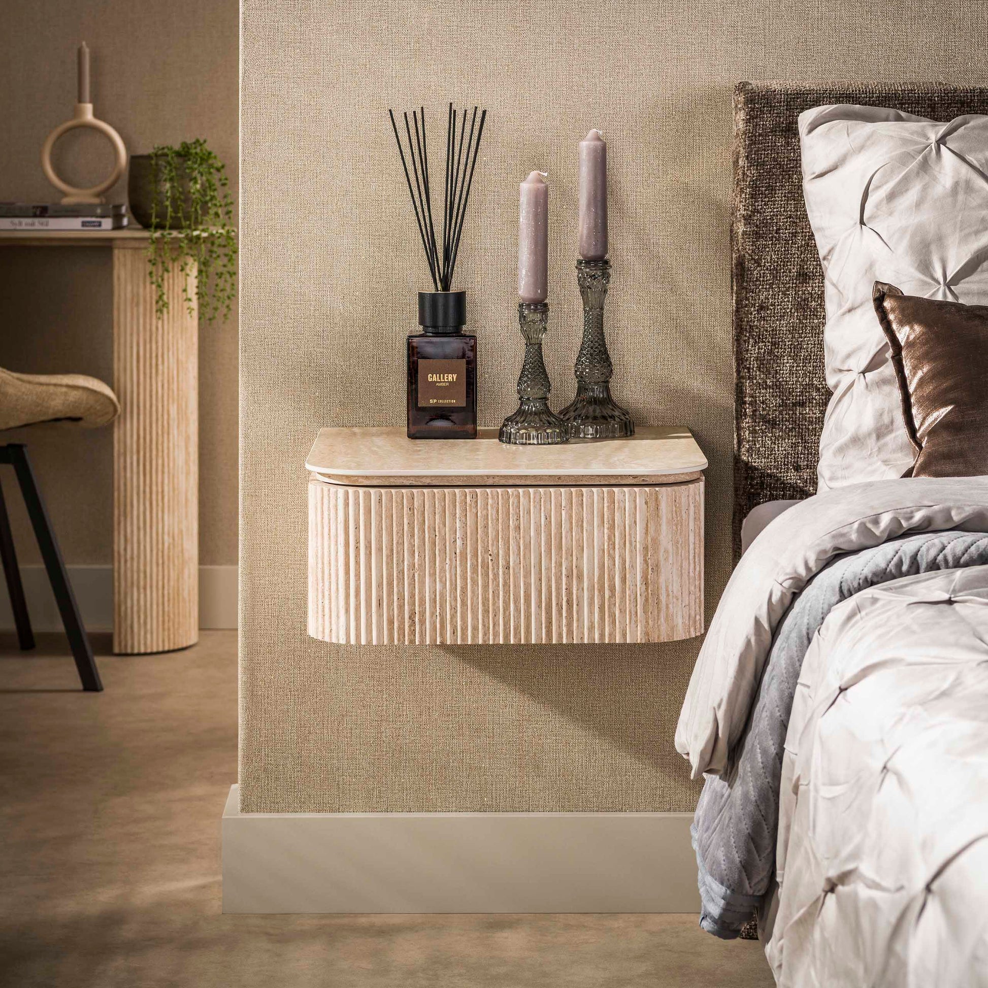 Nachttisch – 45×40×20 cm – 3D Keramik travertin | Modell N0269