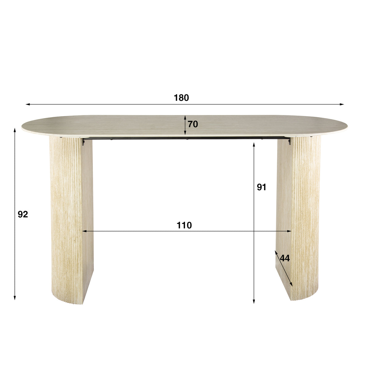 Bartisch – oval – 180×70×92 cm – Keramik travertin | Modell N0271