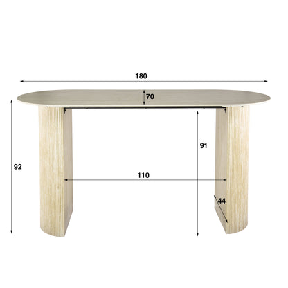 Bartisch – oval – 180×70×92 cm – Keramik travertin | Modell N0271