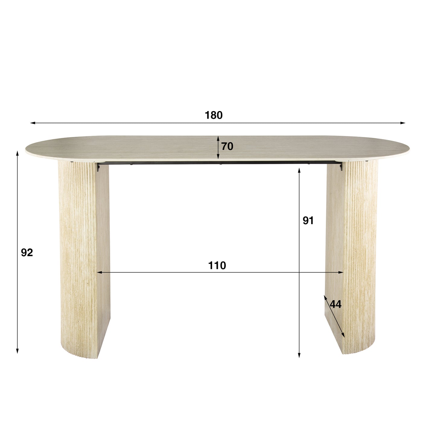 Bartisch – oval – 180×70×92 cm – Keramik travertin | Modell N0271