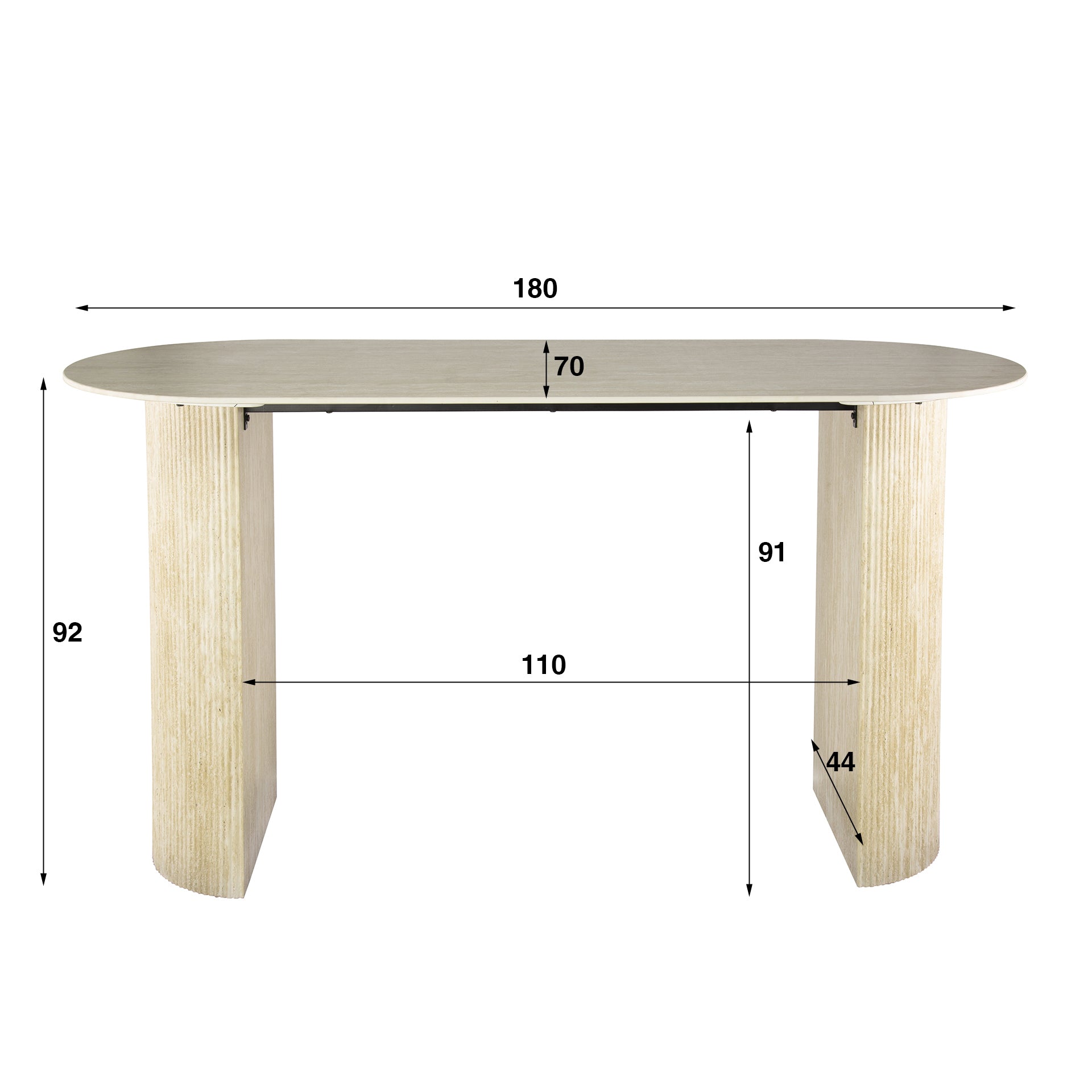 Bartisch – oval – 180×70×92 cm – Keramik travertin | Modell N0271