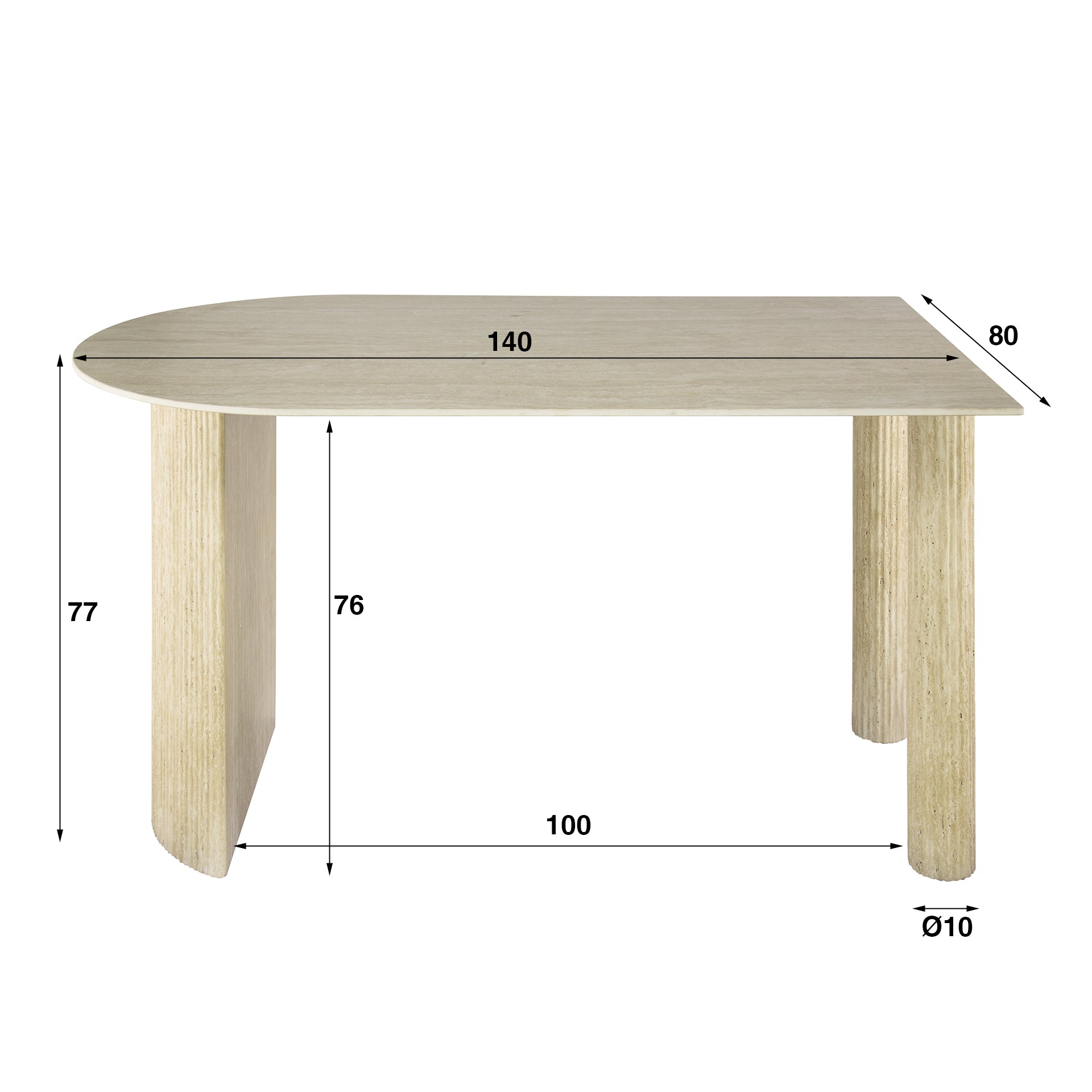 Esstisch – 140×80×77 cm – Keramik travertin | Modell N0272
