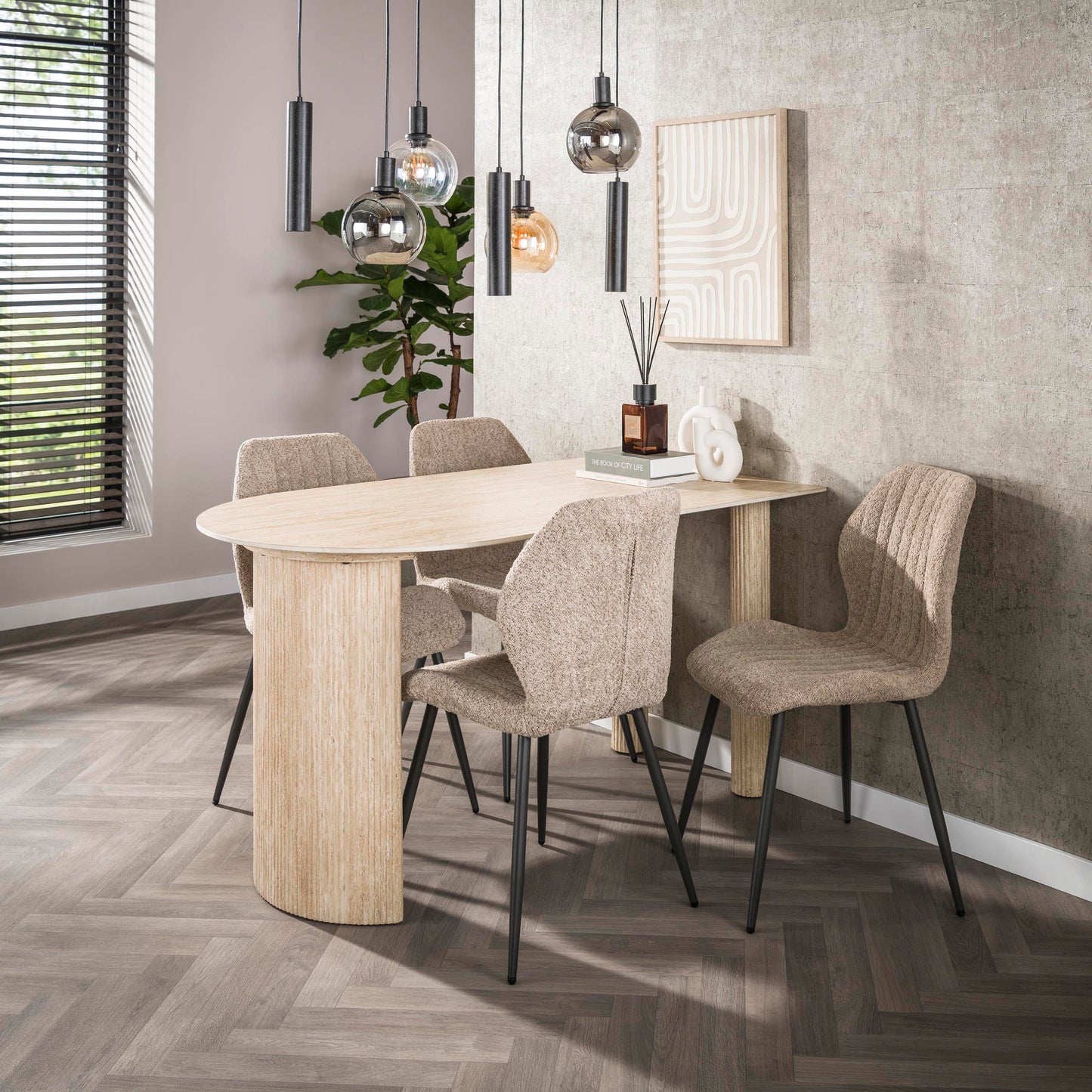Esstisch – 140×80×77 cm – Keramik travertin | Modell N0272
