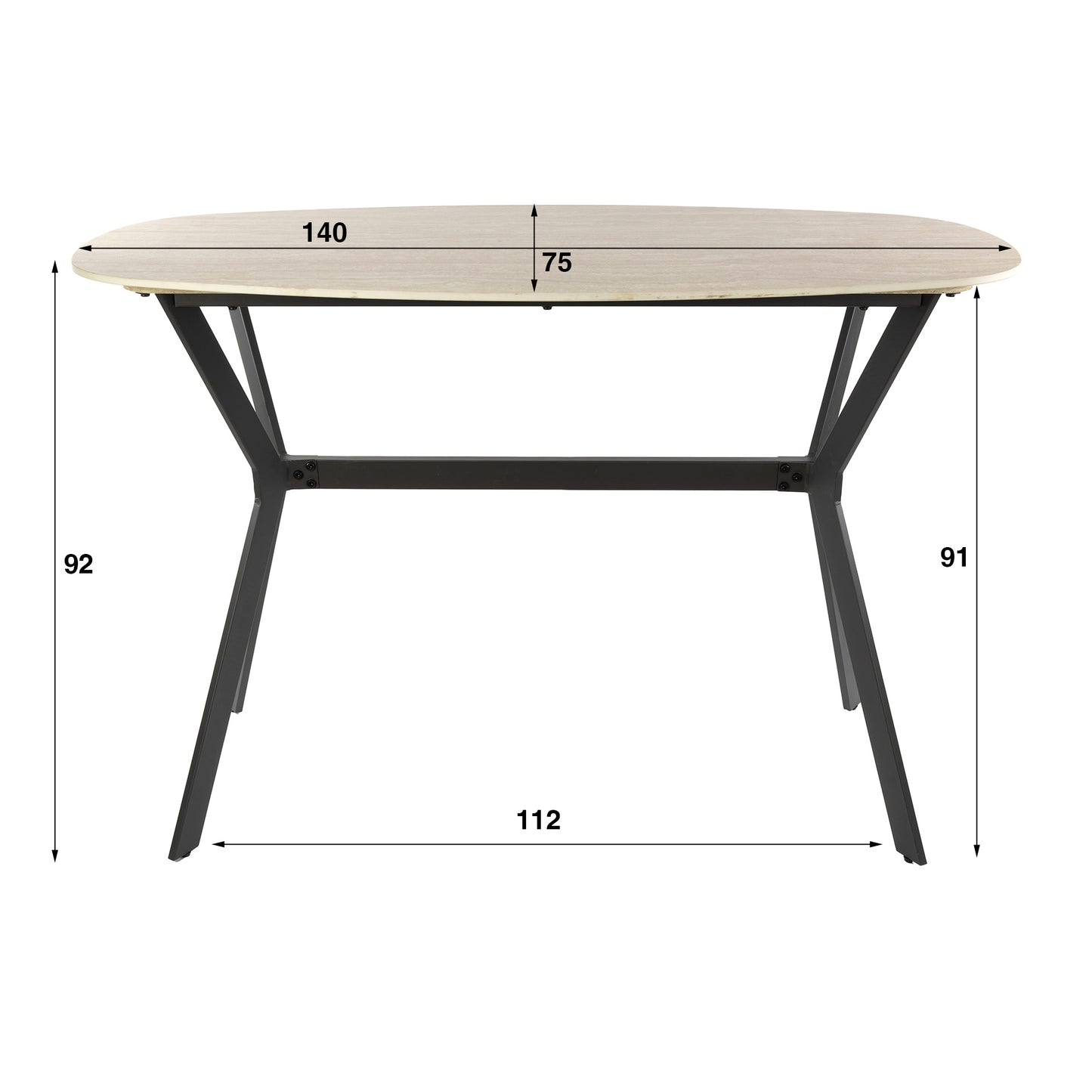 Bartisch – dänisch oval oval – 140×75×92 cm – Keramik travertin | Modell N0273