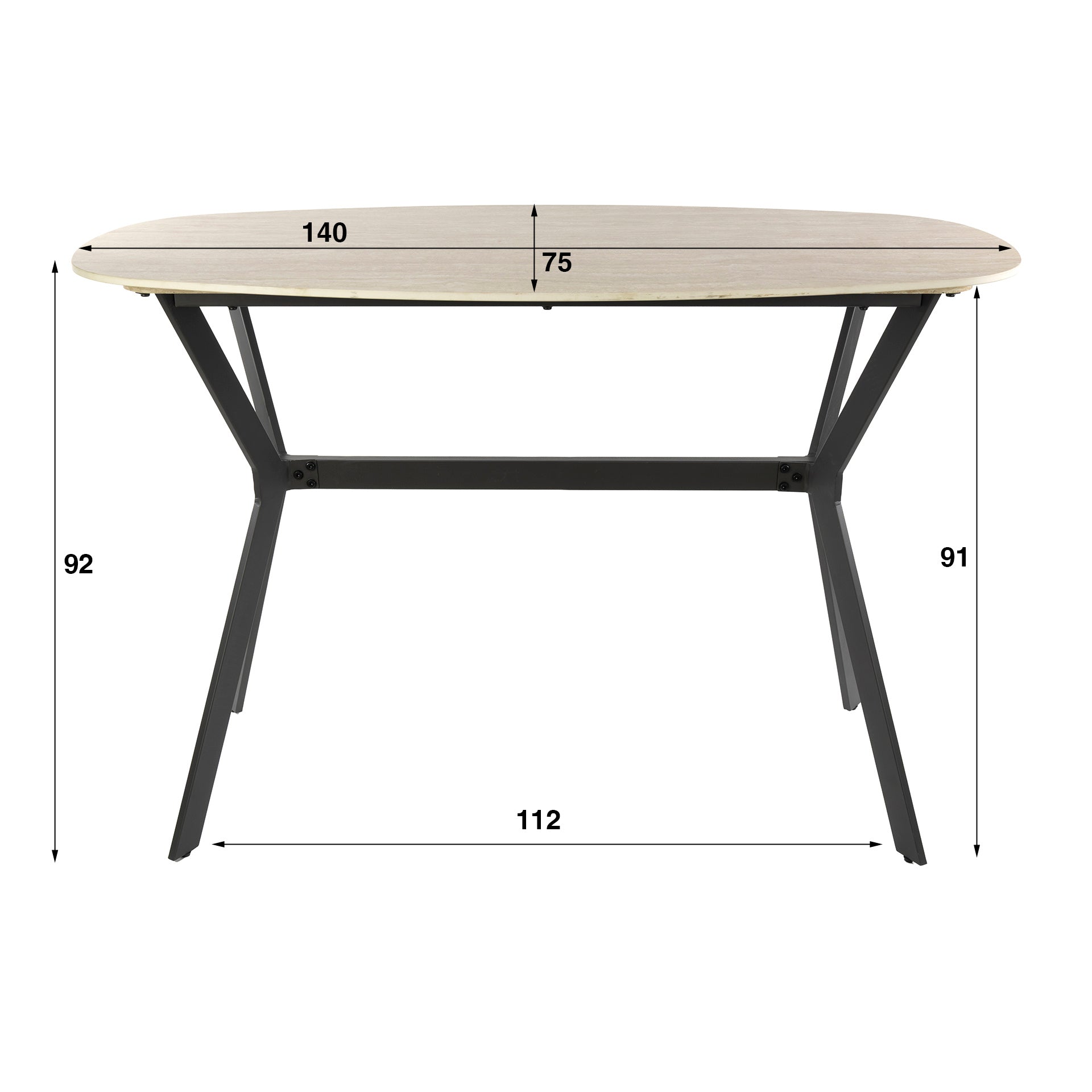 Bartisch – dänisch oval oval – 140×75×92 cm – Keramik travertin | Modell N0273