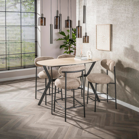 Bartisch – dänisch oval oval – 140×75×92 cm – Keramik travertin | Modell N0273