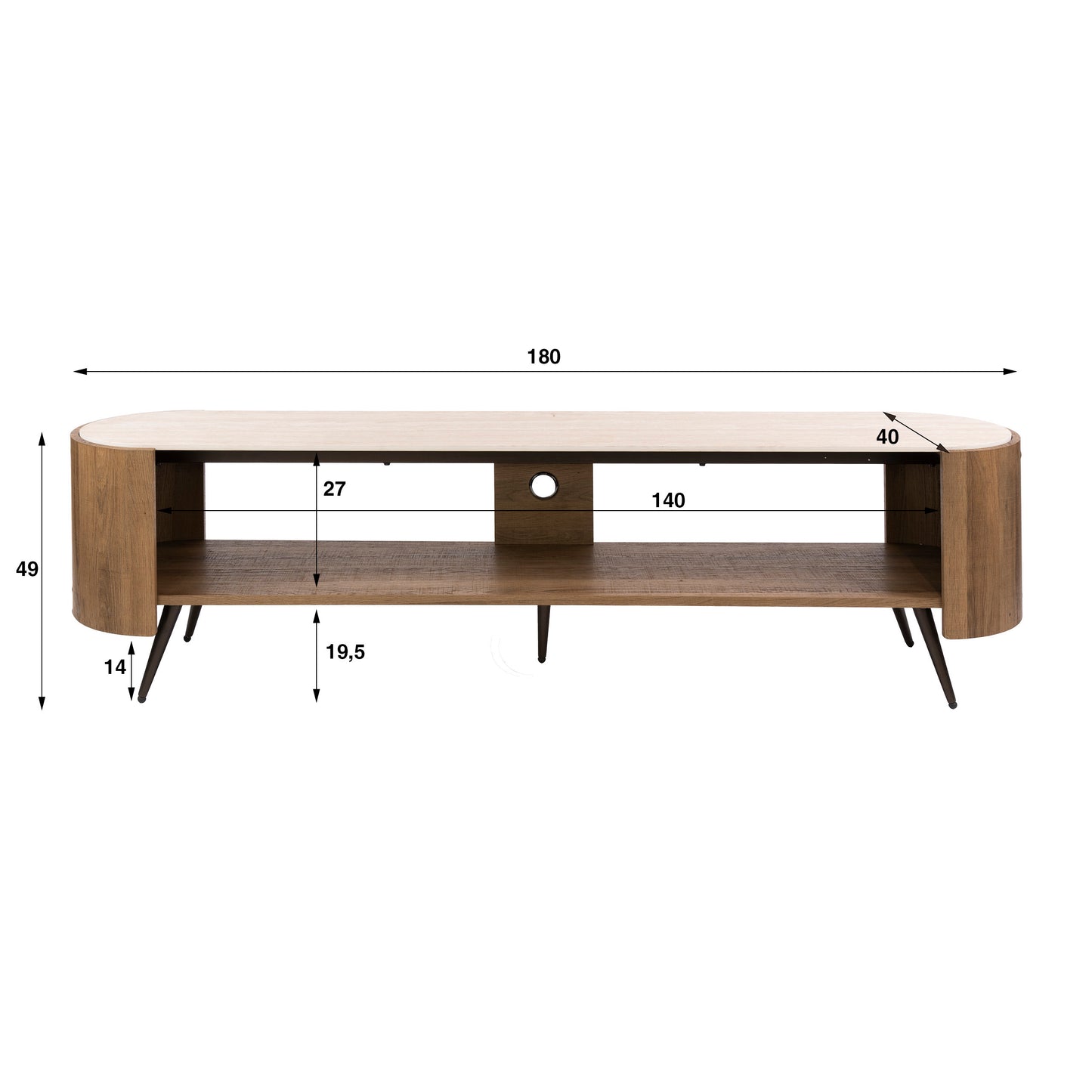 TV-Board – 180×41×50 cm – Keramik travertin | Modell N0274