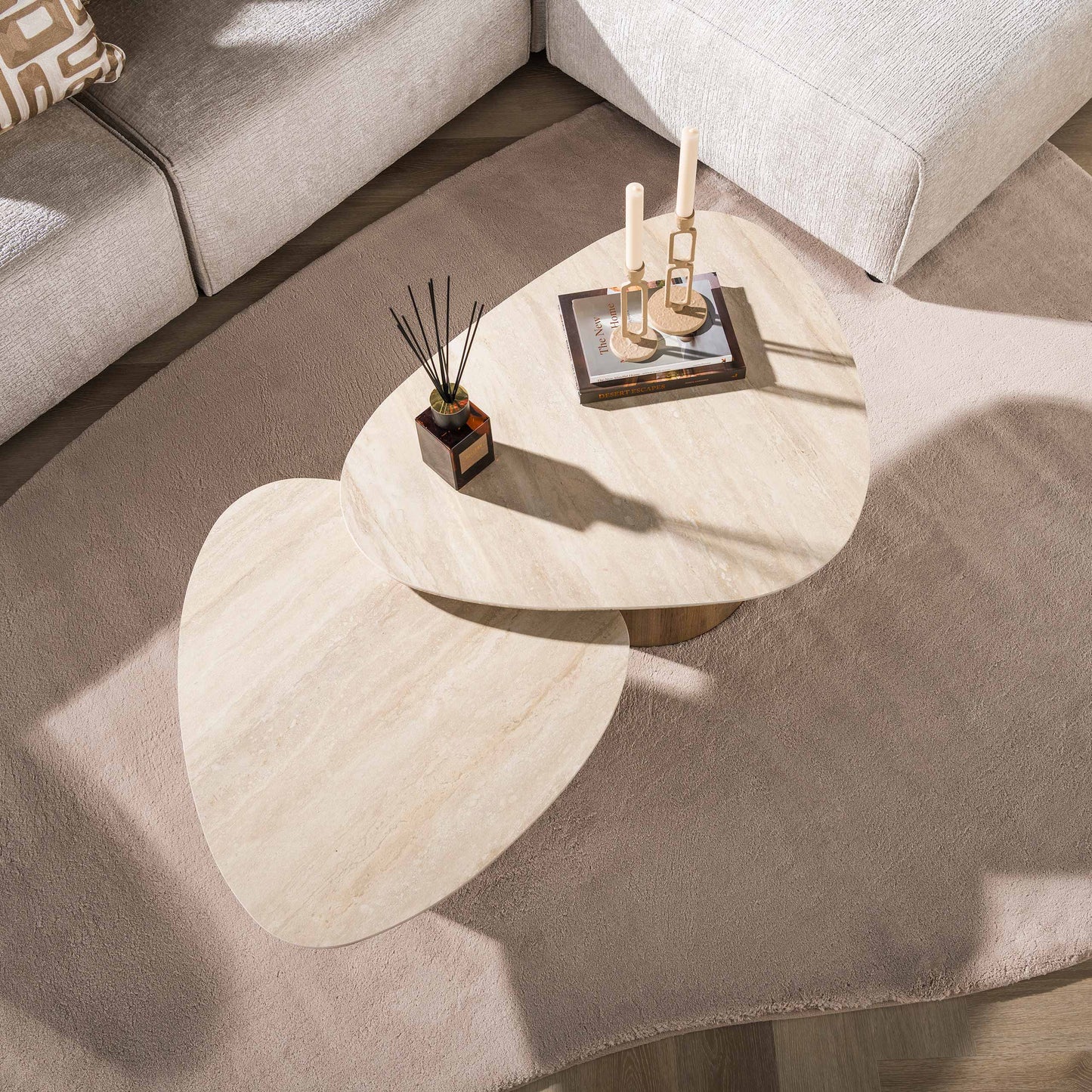 Couchtisch – 93×72×41 cm – 3D Keramik travertin | Modell N0275