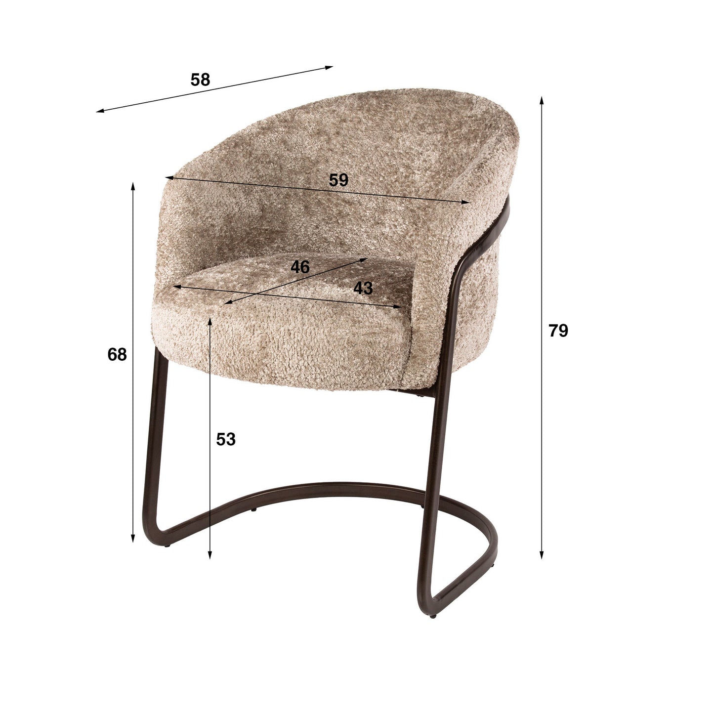Stuhl – 2-er pack – 59×58×79 cm – Alura sand | Modell N0276