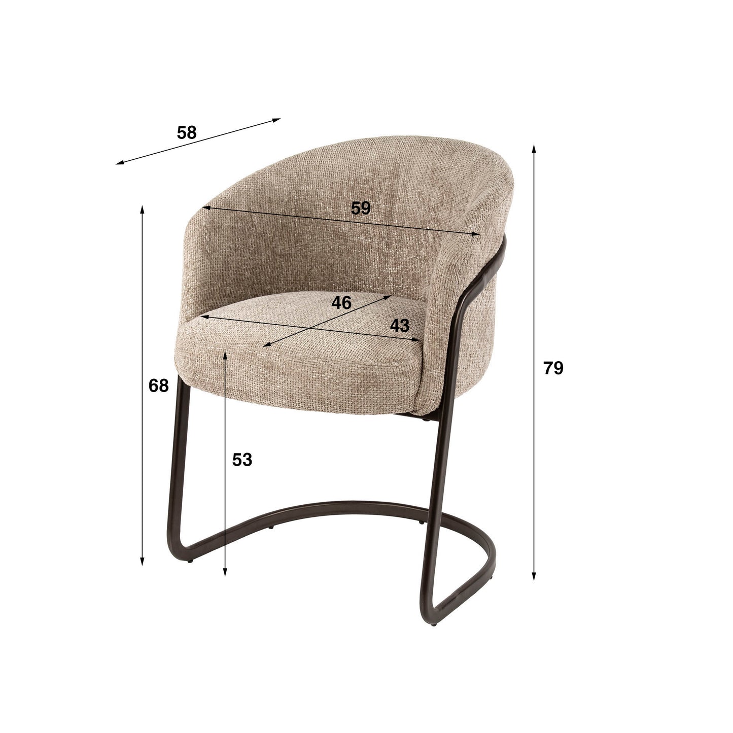 Stuhl – 2-er pack – 59×58×79 cm – Alura sand | Modell N0276
