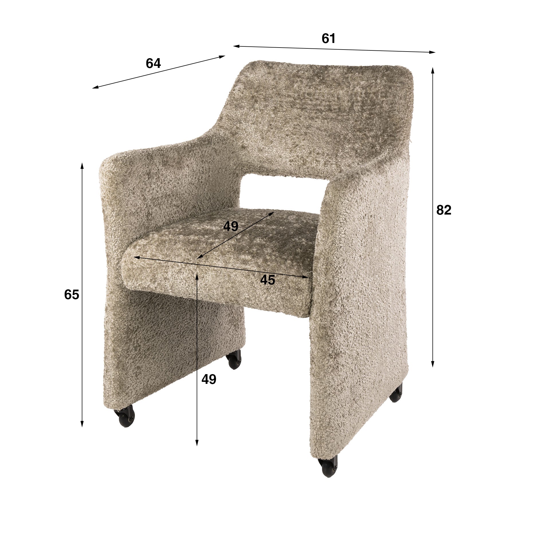 Stuhl – rollen 2-er pack – 61×64×82 cm – Alura sand | Modell N0277