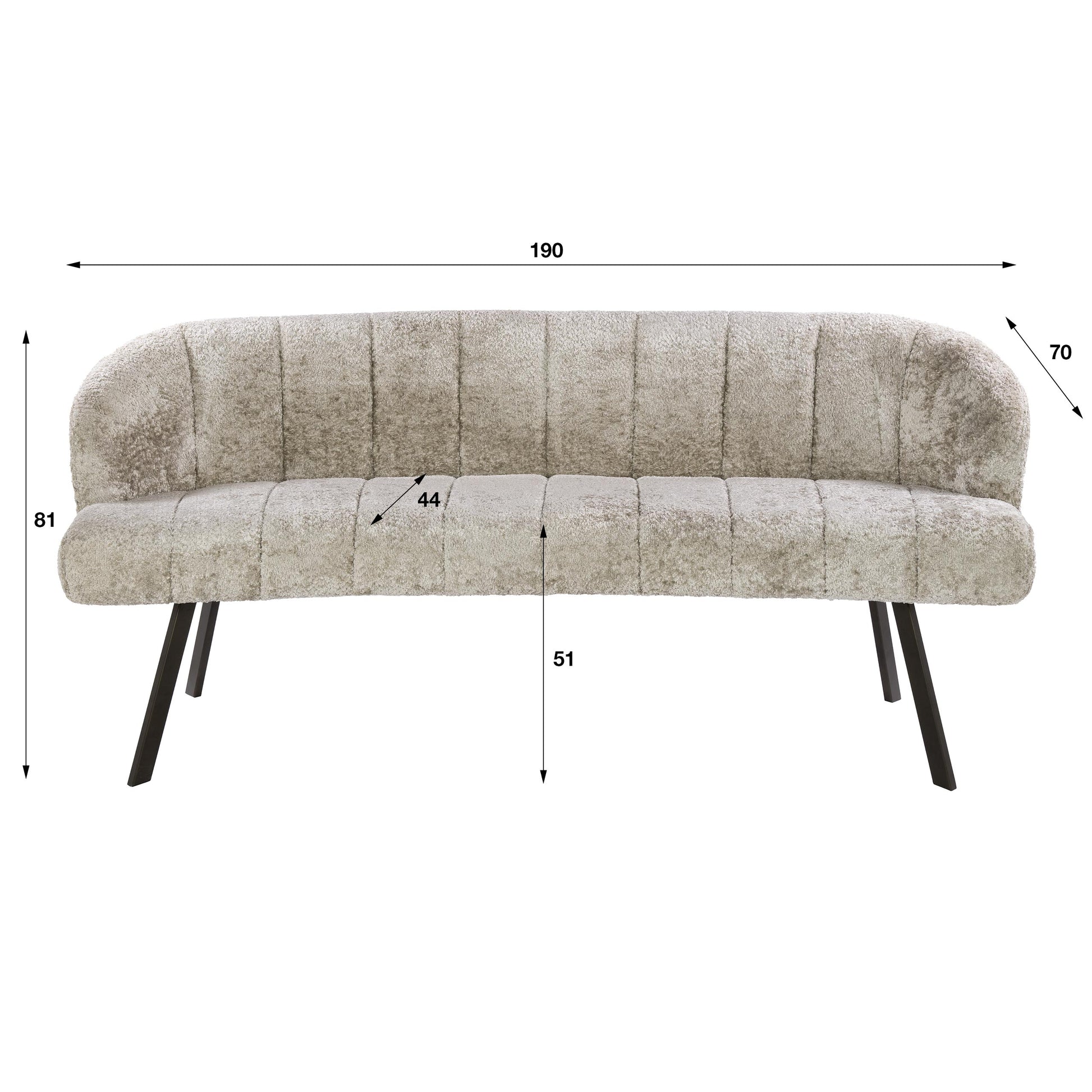 Esszimmerbank – oval – 190×70×81 cm – Alura sand-braun | Modell N0278