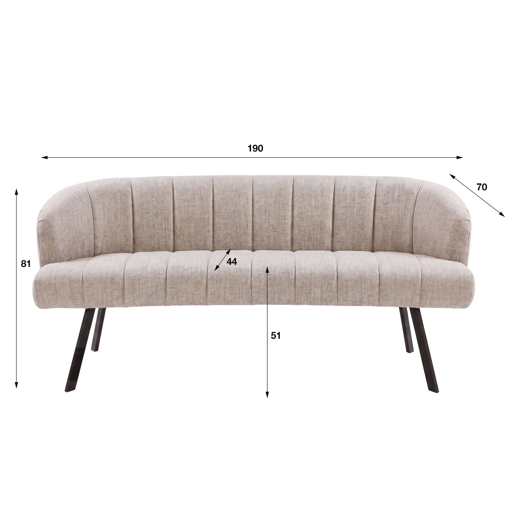 Esszimmerbank – oval – 190×70×81 cm – Alura sand-braun | Modell N0278