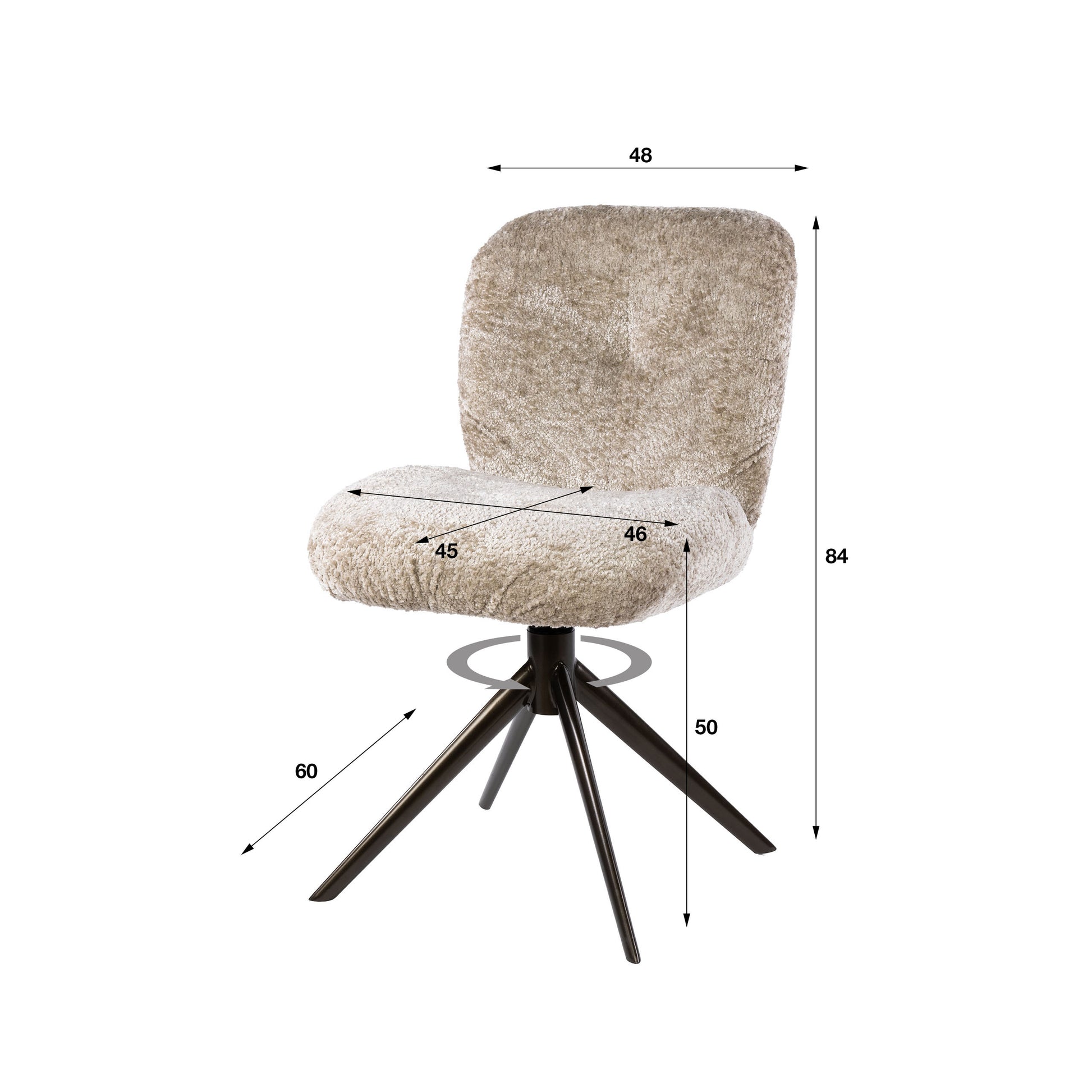 Stuhl – drehbar 2-er pack – 48×60×84 cm – Alura sand-braun | Modell N0279