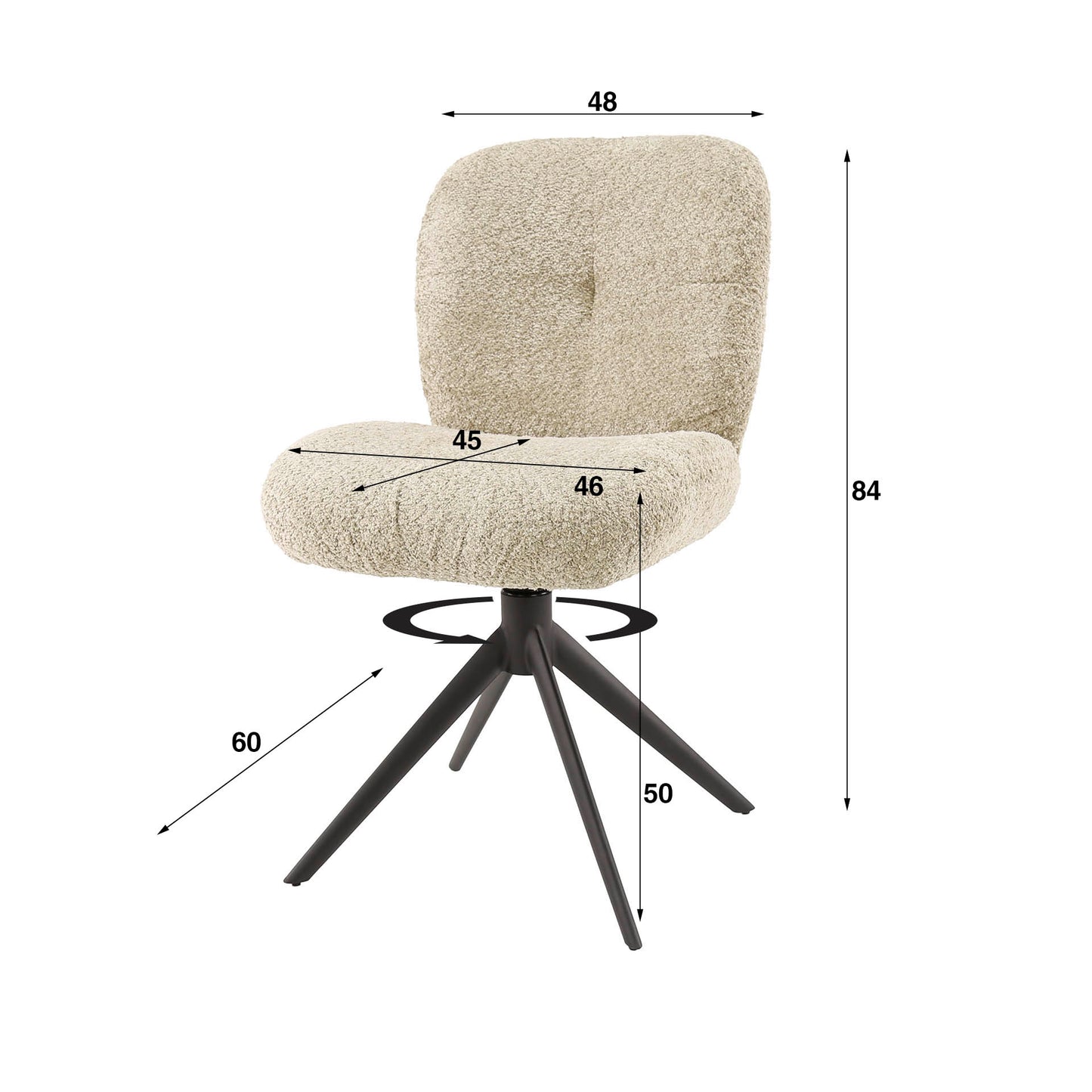 Stuhl – drehbar 2-er pack – 48×60×84 cm – Alura sand-braun | Modell N0279