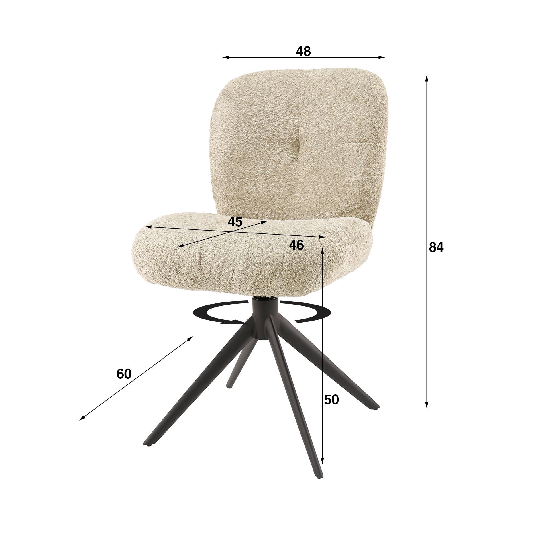 Stuhl – drehbar 2-er pack – 48×60×84 cm – Alura sand-braun | Modell N0279