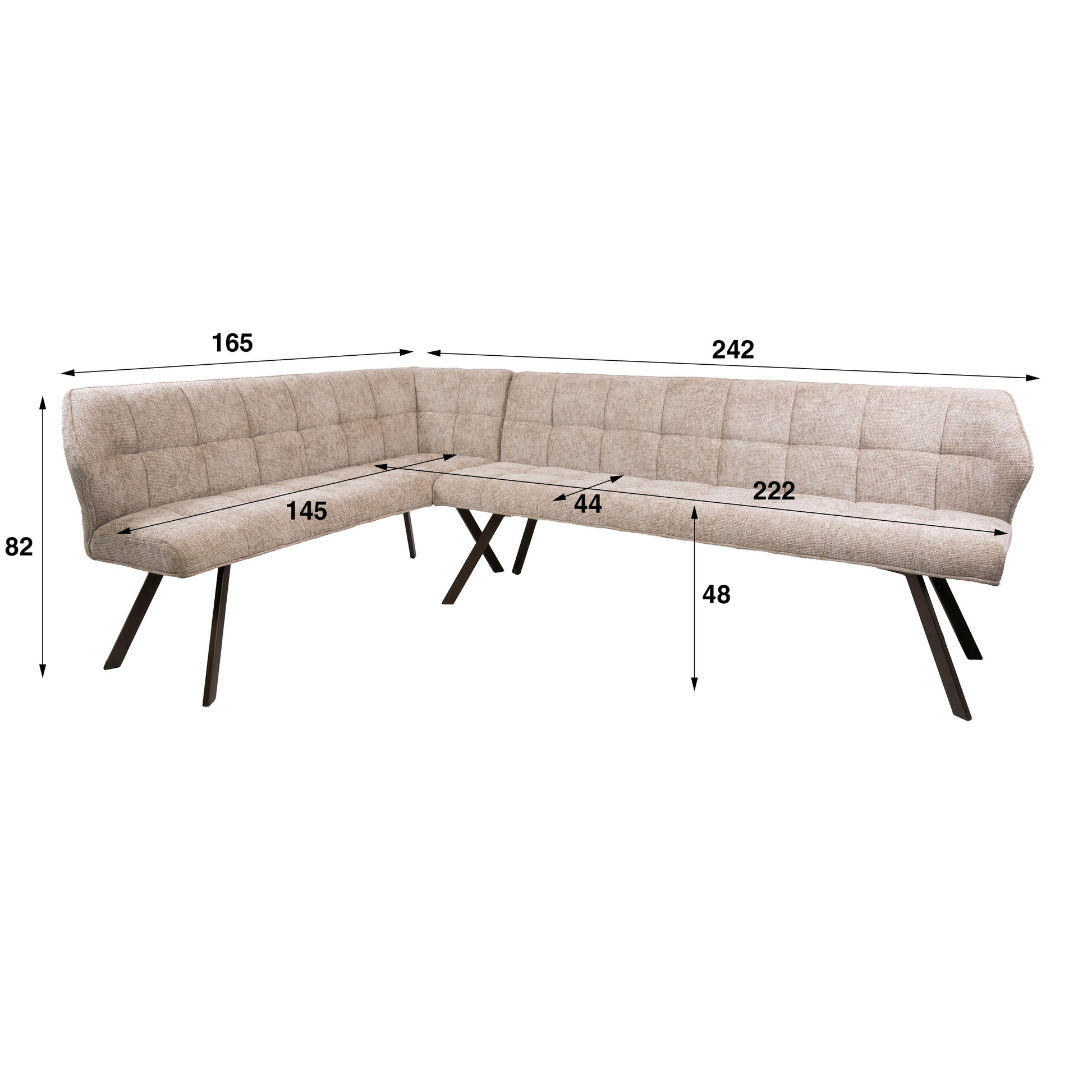 Esszimmerbank – 242×165×82 cm – Hoven sand - braun | Modell N0280