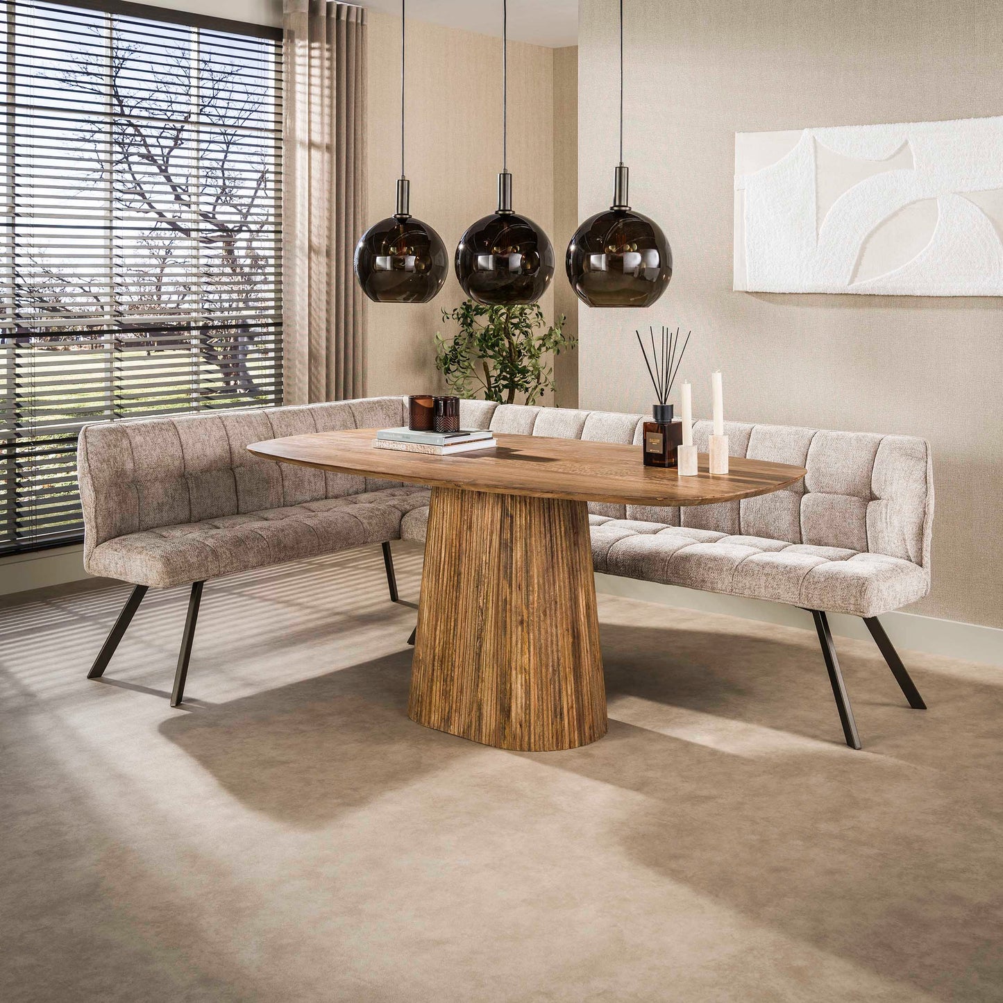 Esszimmerbank – 242×165×82 cm – Hoven sand - braun | Modell N0280