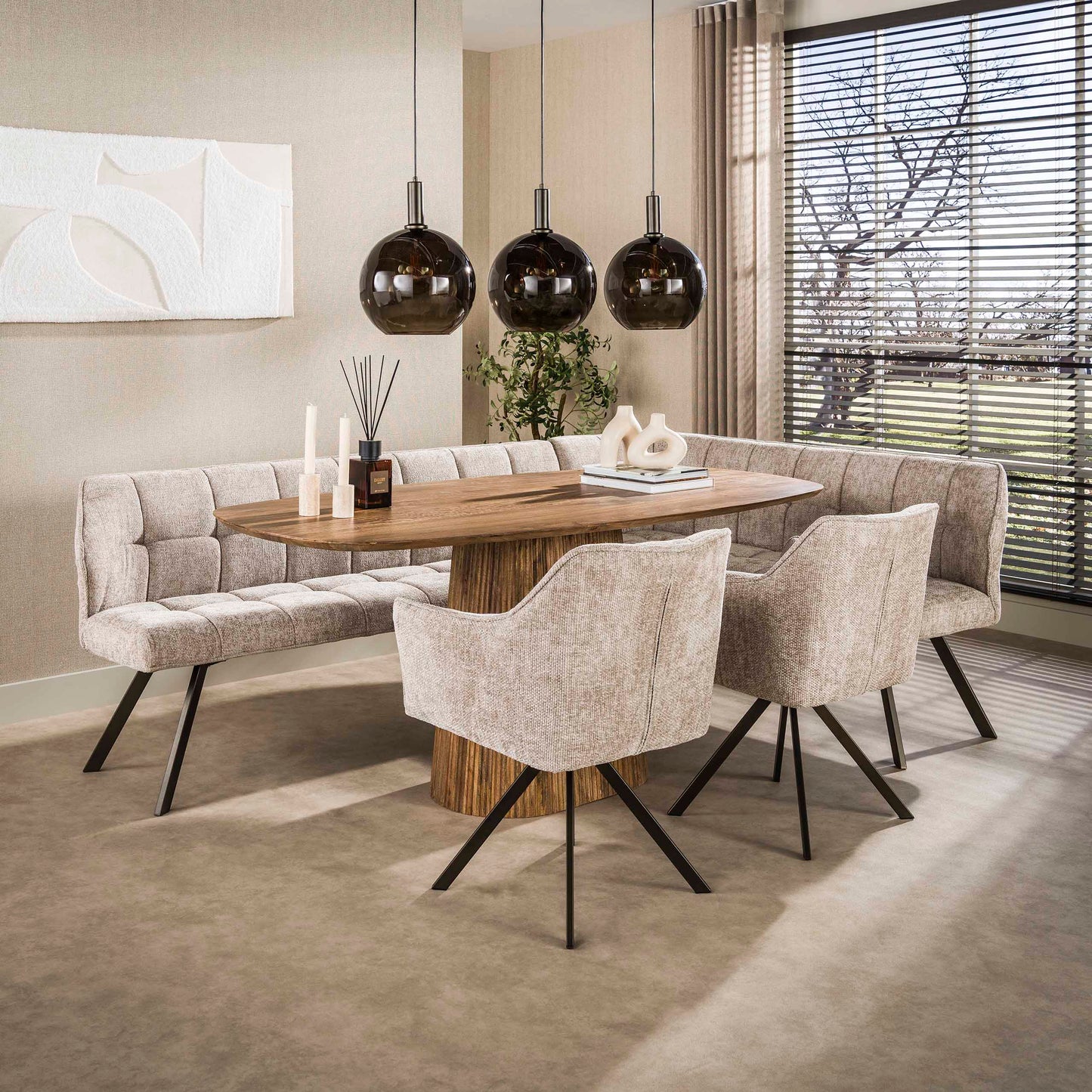 Esszimmerbank – 242×165×82 cm – Hoven sand - braun | Modell N0281