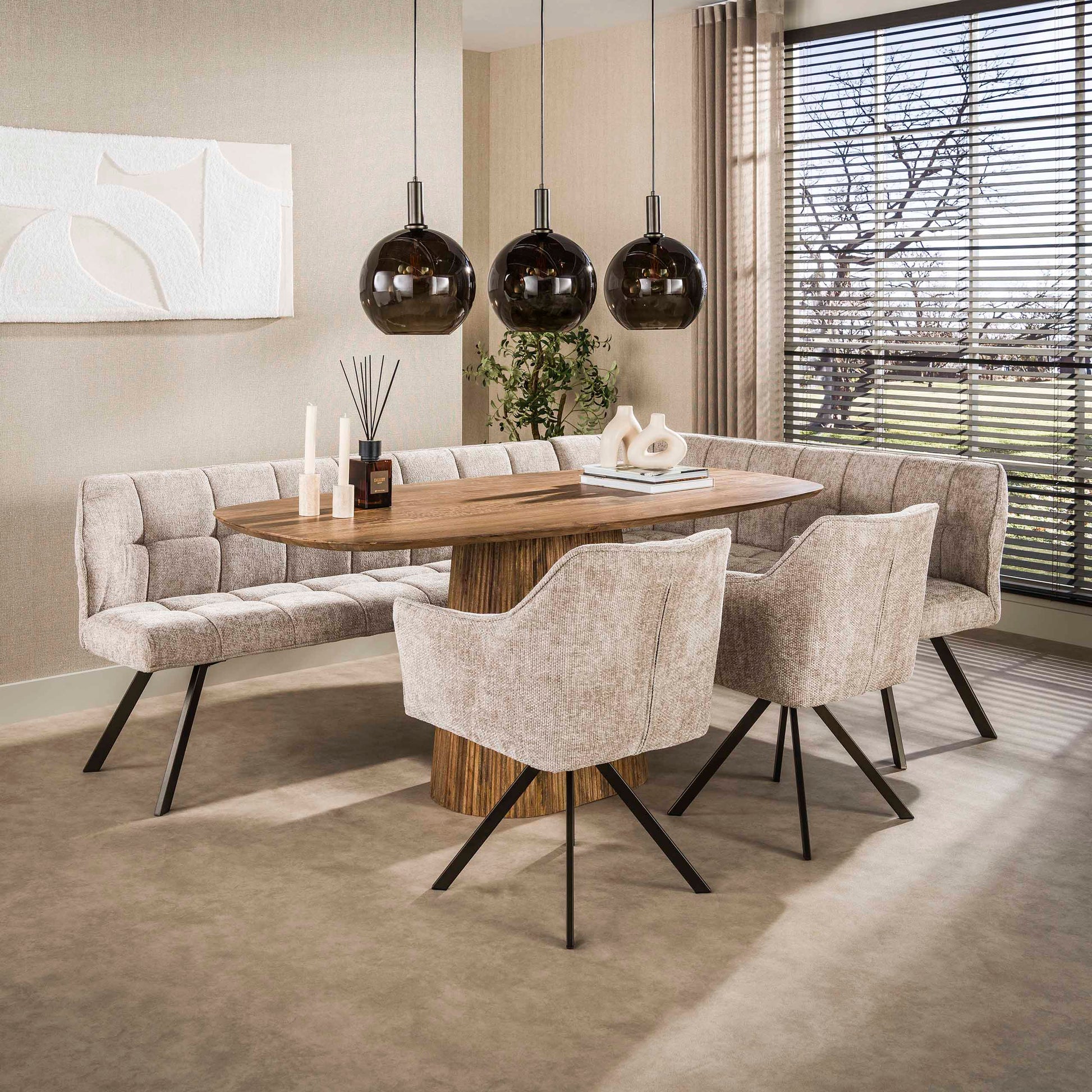 Esszimmerbank – 242×165×82 cm – Hoven sand - braun | Modell N0281