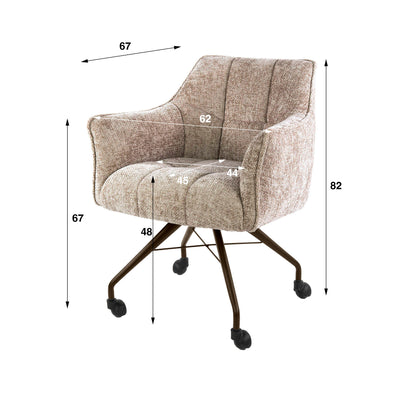 Stuhl – rollen 2-er pack – 62×67×82 cm – Hoven taupe-braun | Modell N0282
