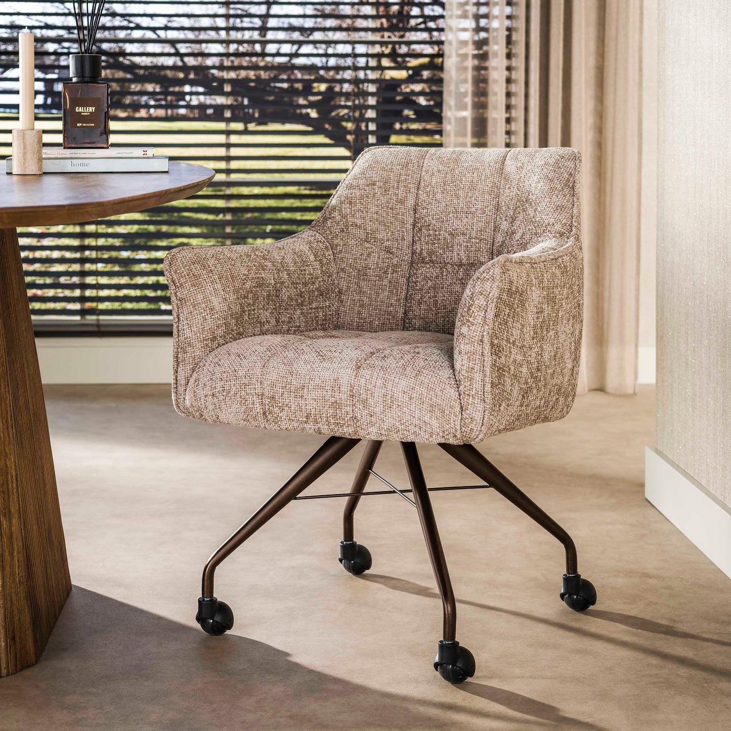 Stuhl – rollen 2-er pack – 62×67×82 cm – Hoven taupe-braun | Modell N0282