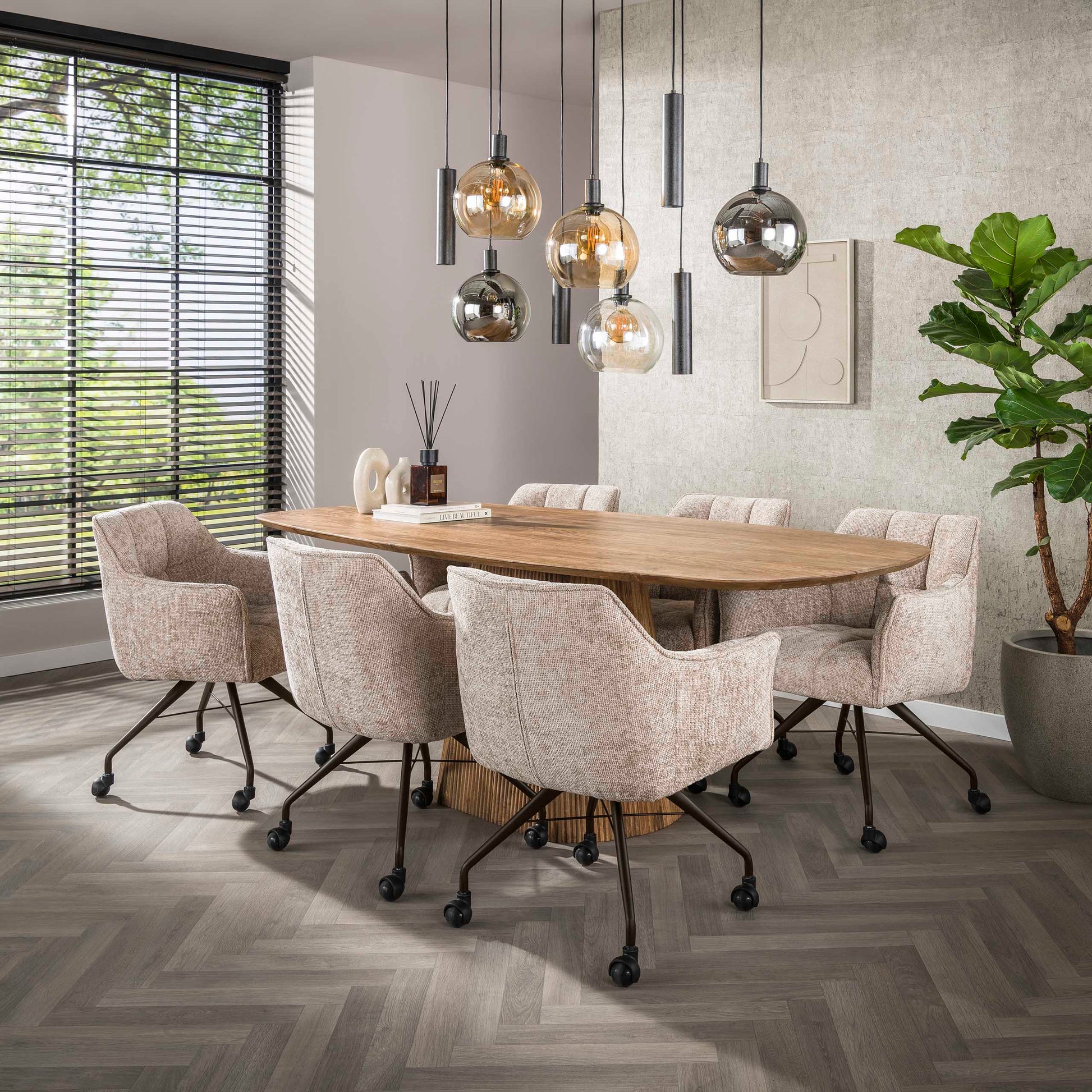 Stuhl – rollen 2-er pack – 62×67×82 cm – Hoven taupe-braun | Modell N0282