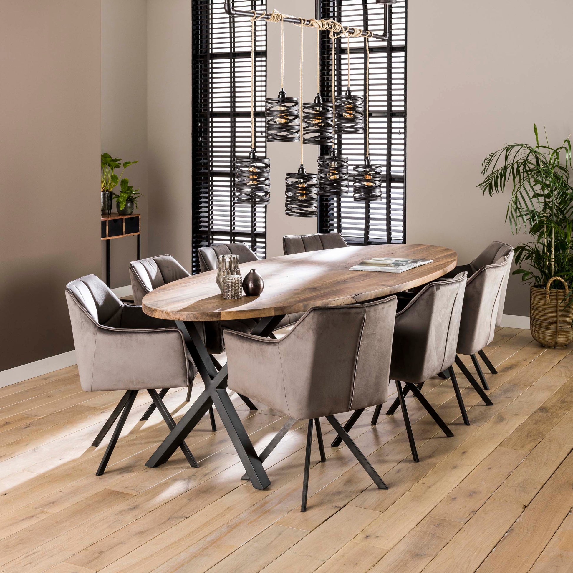Stuhl – drehbar 2-er pack – 63×60×81 cm – Velours anthrazit | Modell N0283