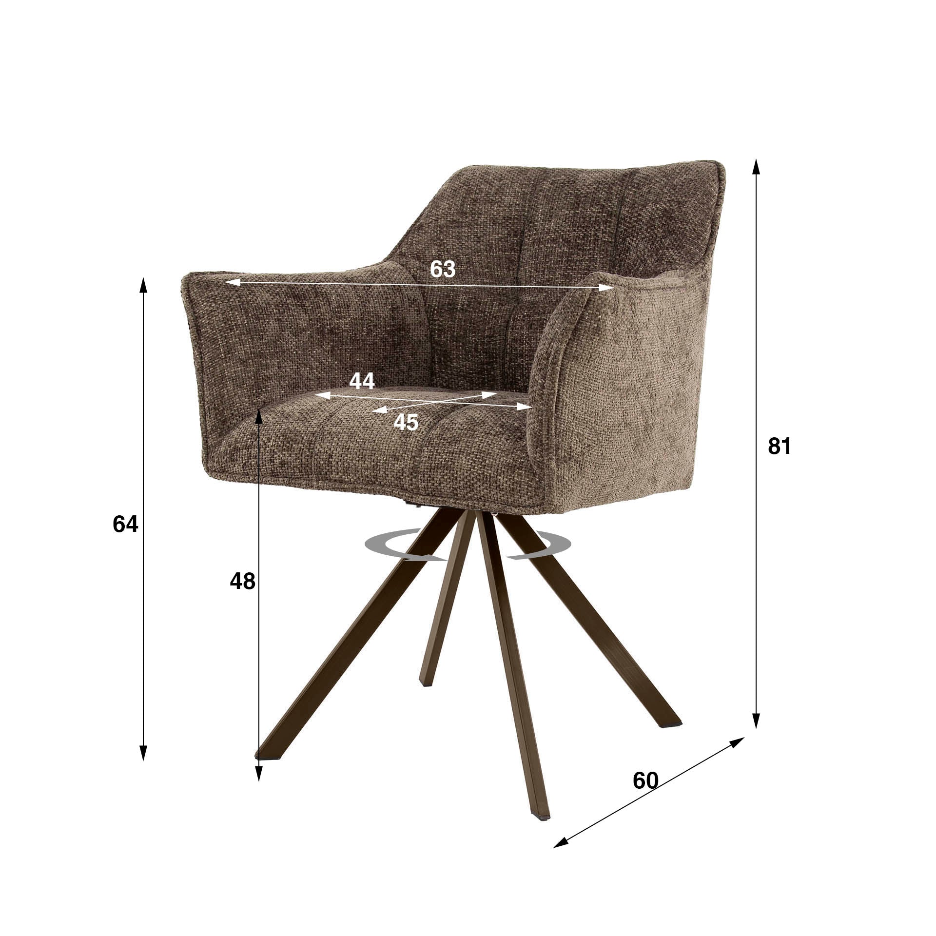 Stuhl – drehbar 2-er pack – 63×60×81 cm – Velours anthrazit | Modell N0283