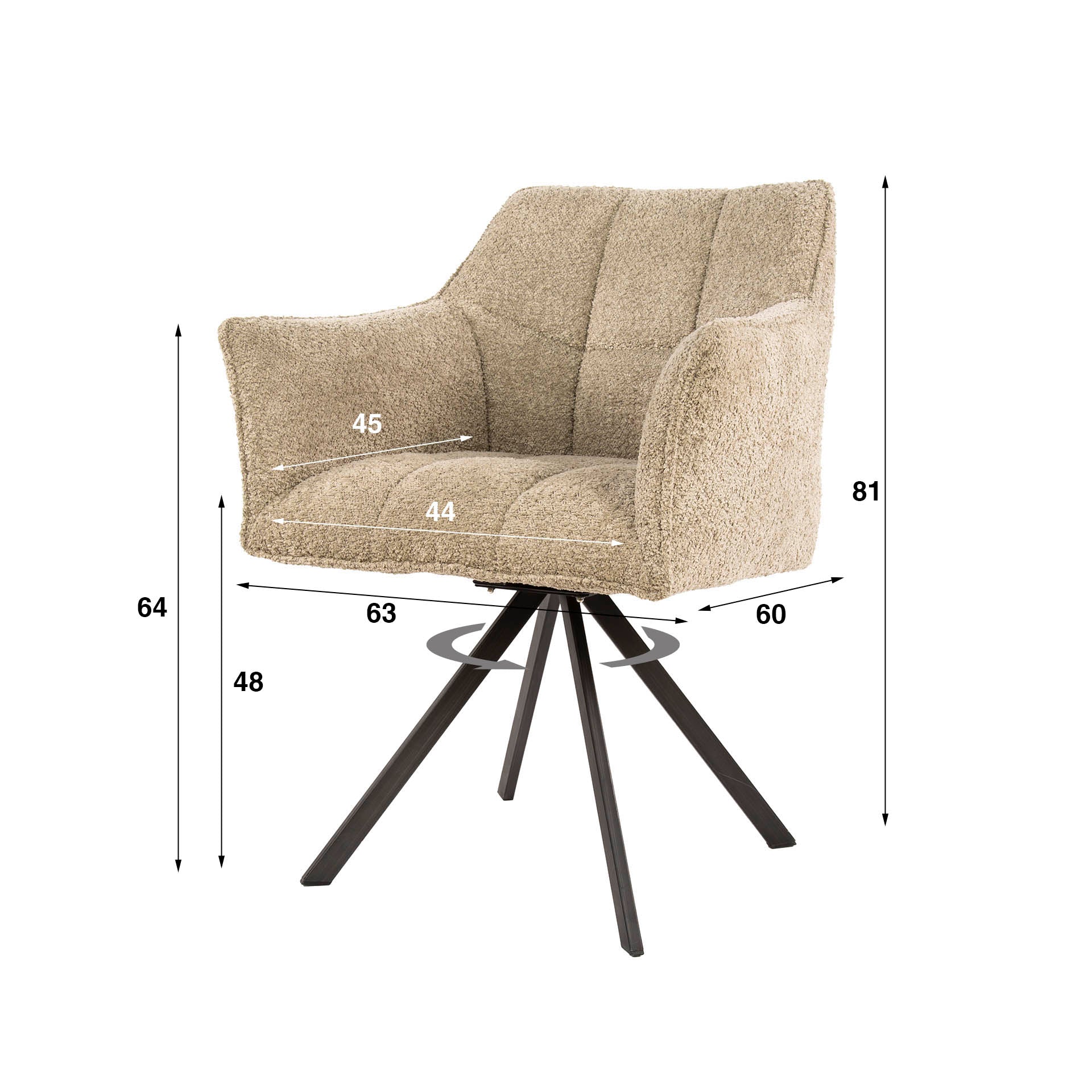 Stuhl – drehbar 2-er pack – 63×60×81 cm – Velours anthrazit | Modell N0283