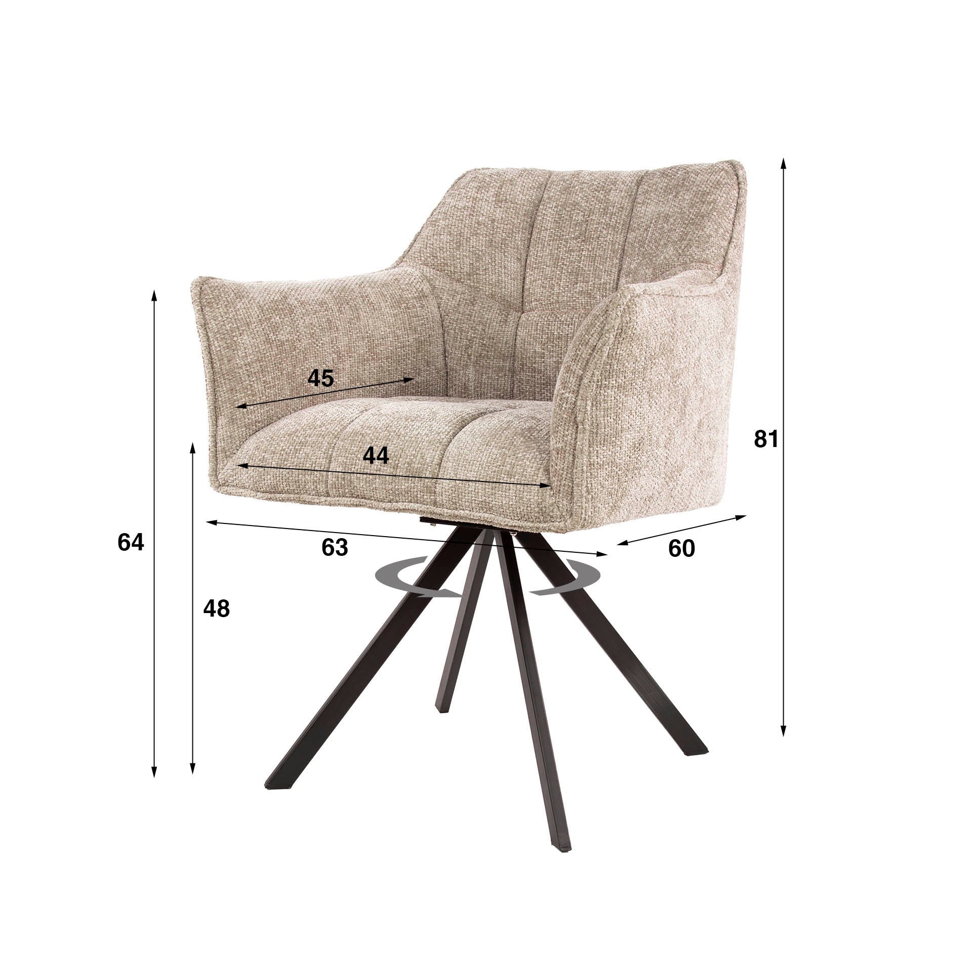 Stuhl – drehbar 2-er pack – 63×60×81 cm – Velours anthrazit | Modell N0283