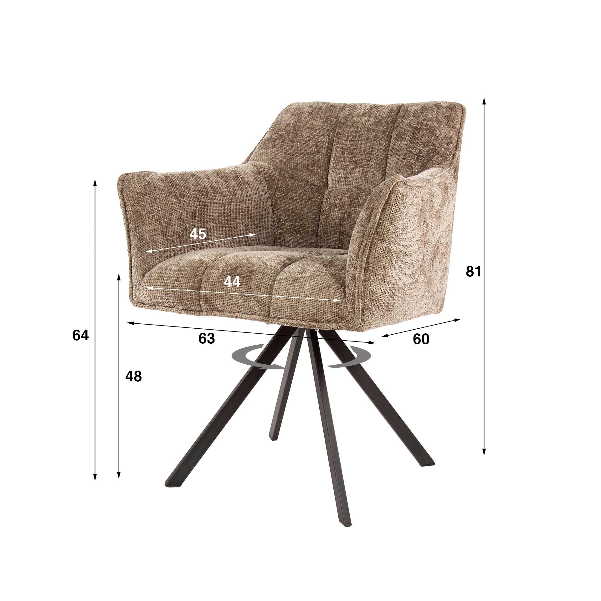 Stuhl – drehbar 2-er pack – 63×60×81 cm – Velours anthrazit | Modell N0283