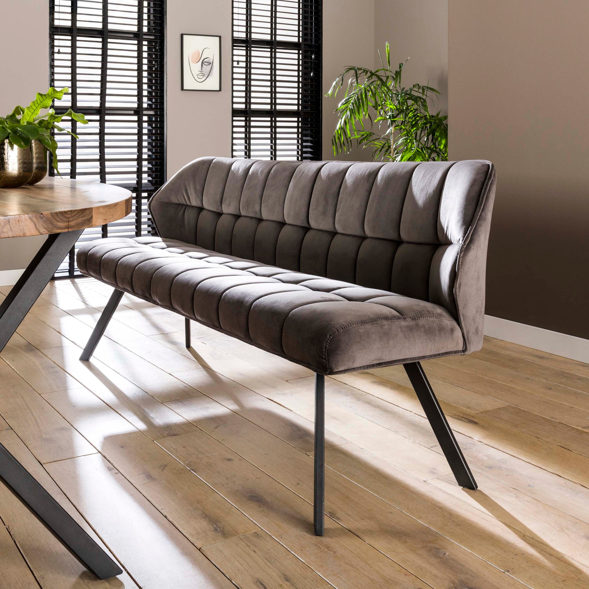 Esszimmerbank – 180×58×81 cm – Velours anthrazit | Modell N0284