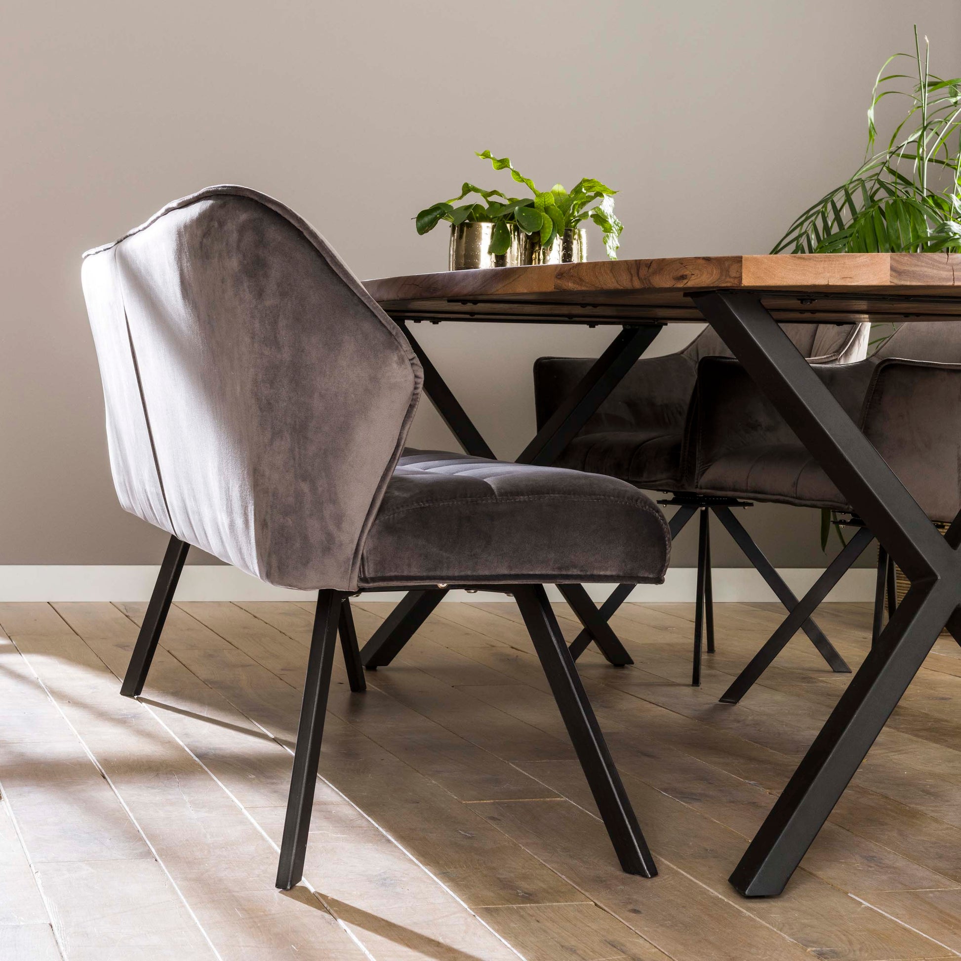 Esszimmerbank – 180×58×81 cm – Velours anthrazit | Modell N0284