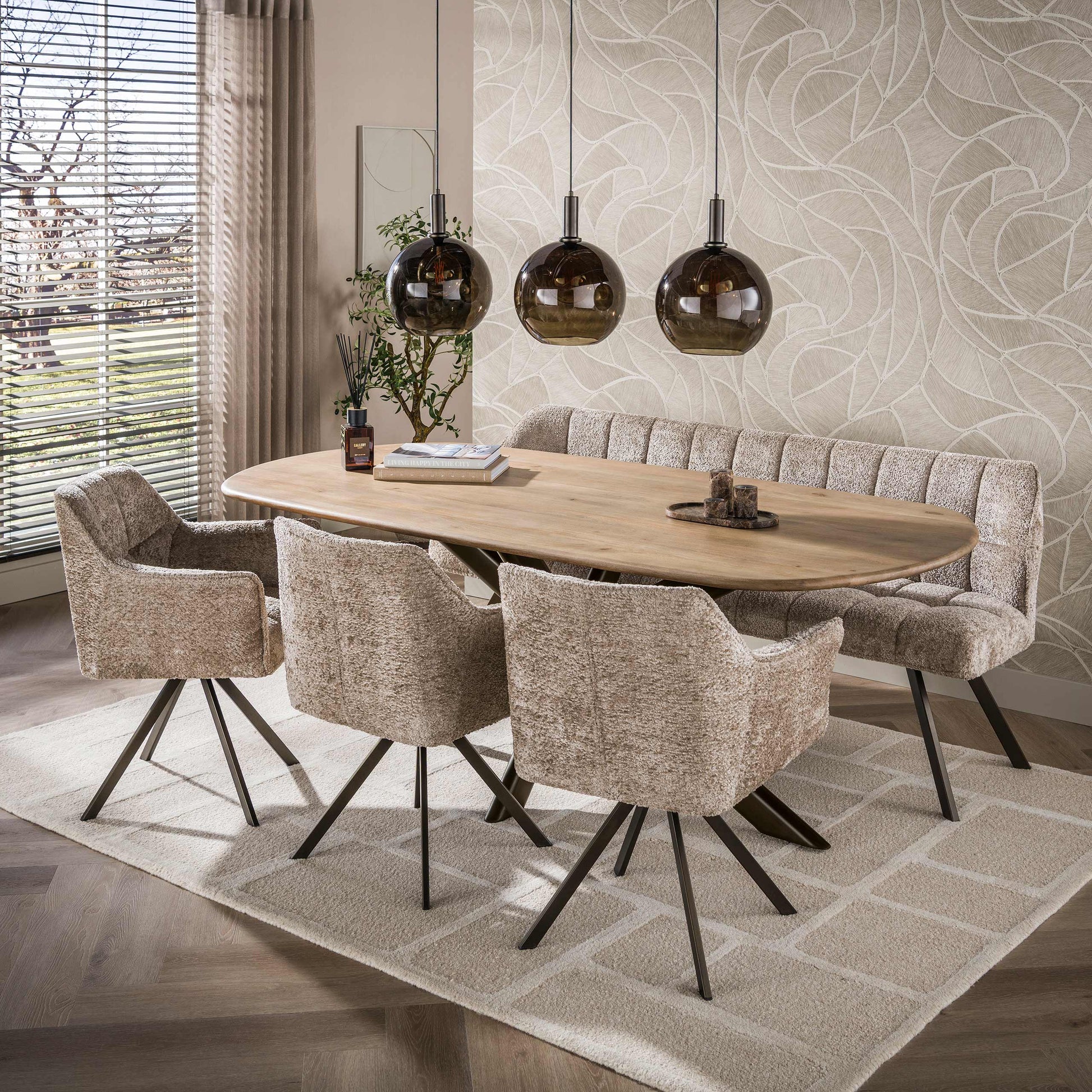 Esszimmerbank – 180×58×81 cm – Velours anthrazit | Modell N0284