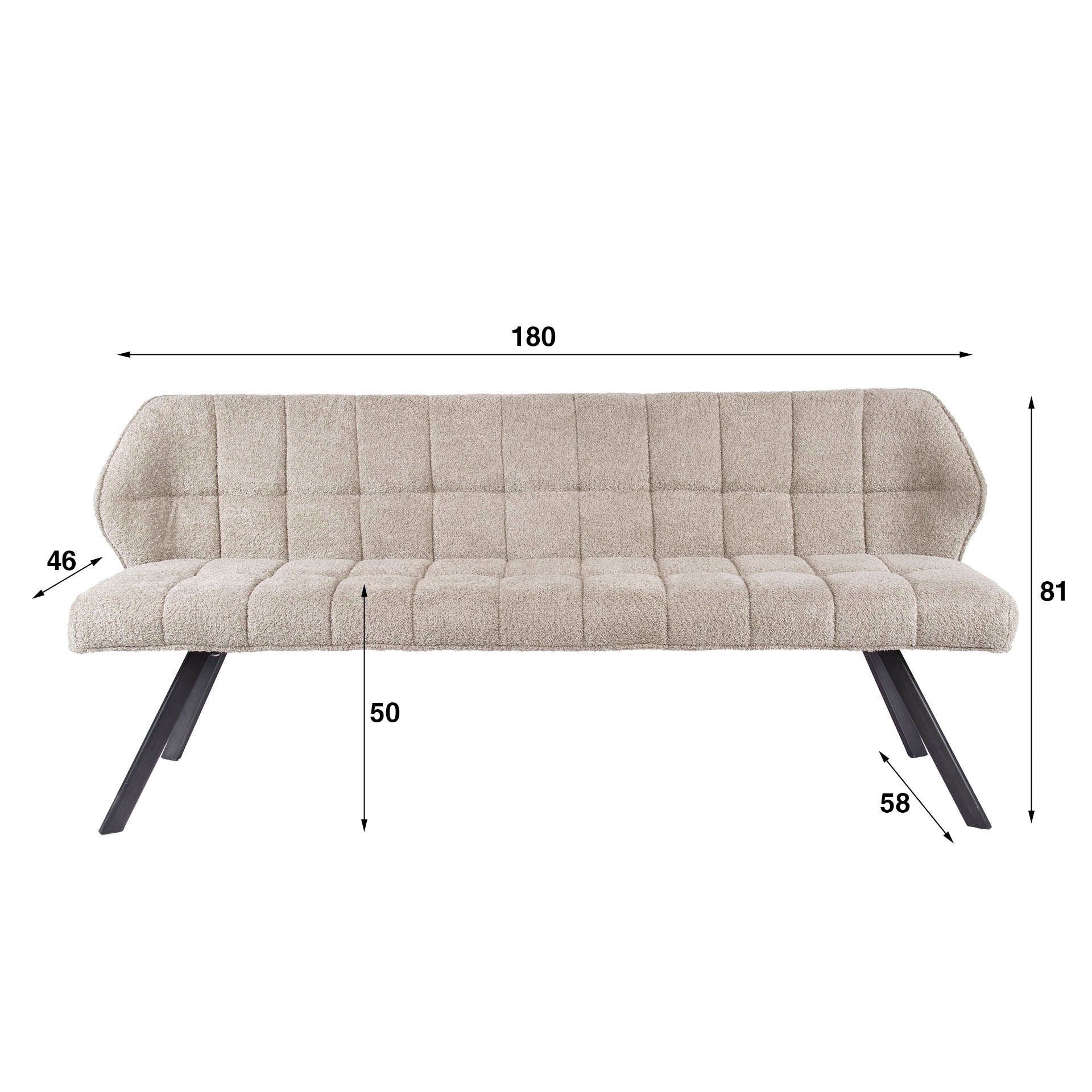 Esszimmerbank – 180×58×81 cm – Velours anthrazit | Modell N0284