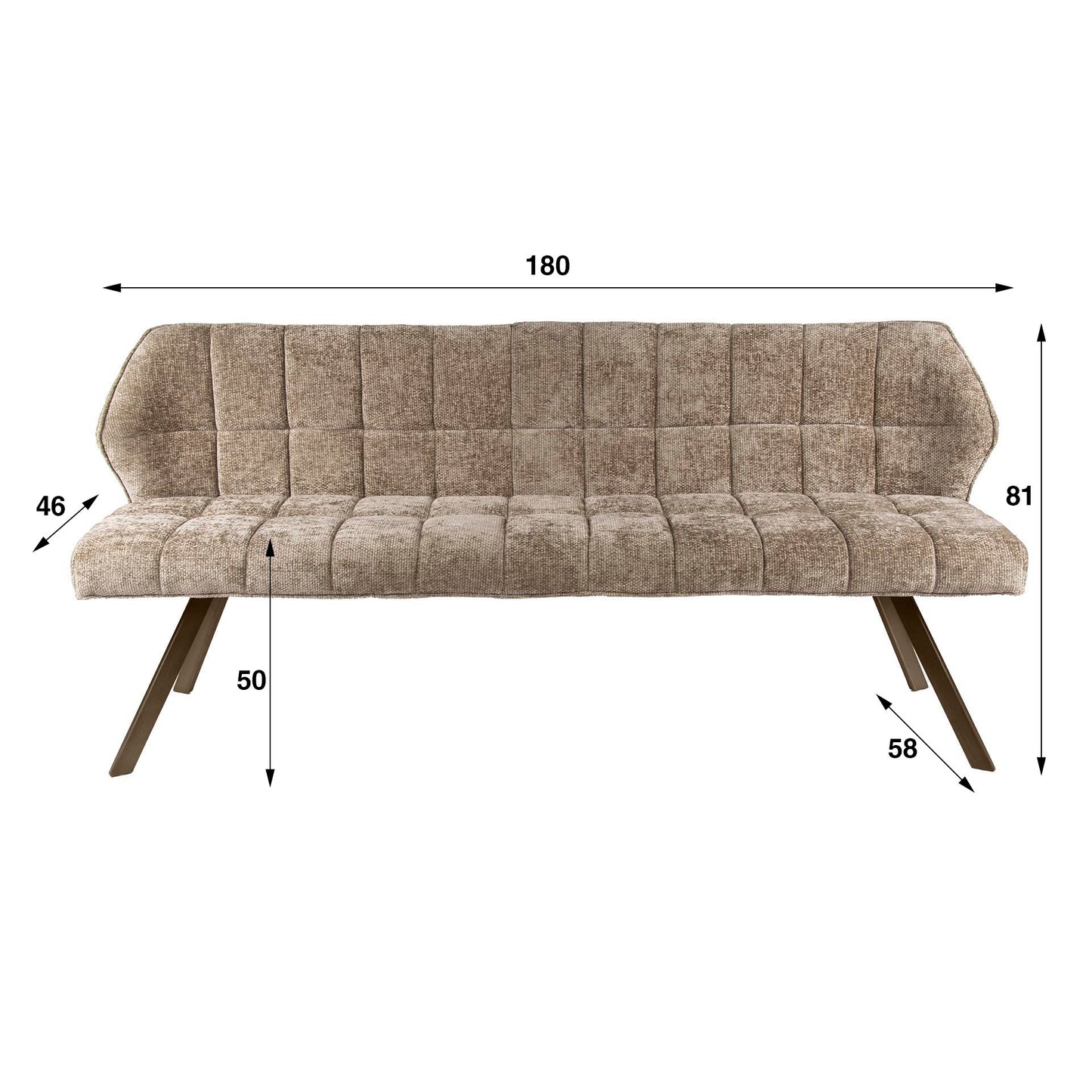 Esszimmerbank – 180×58×81 cm – Velours anthrazit | Modell N0284