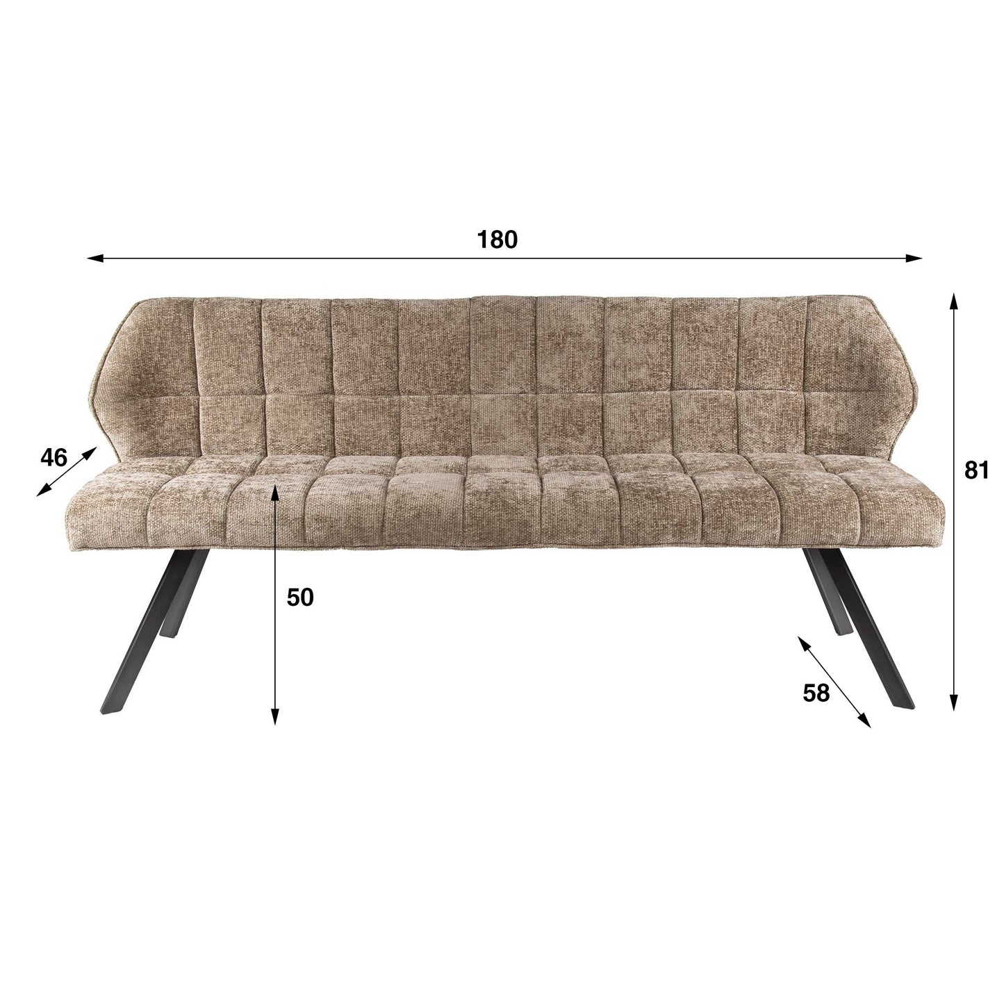 Esszimmerbank – 180×58×81 cm – Velours anthrazit | Modell N0284
